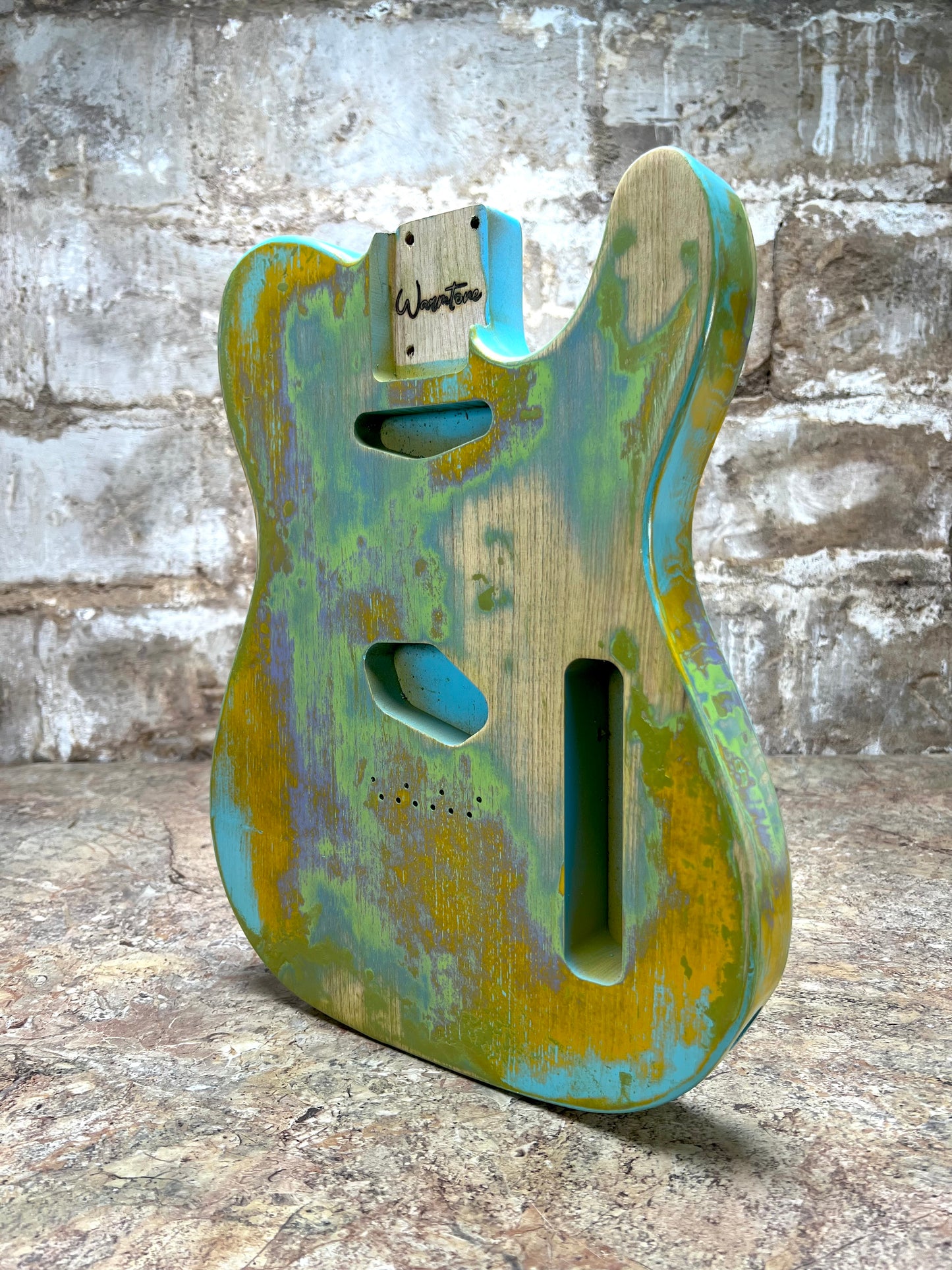 Warmtone Custom Guitars Relic Tele Style Guitar Body “Melted Colors” Nitro
