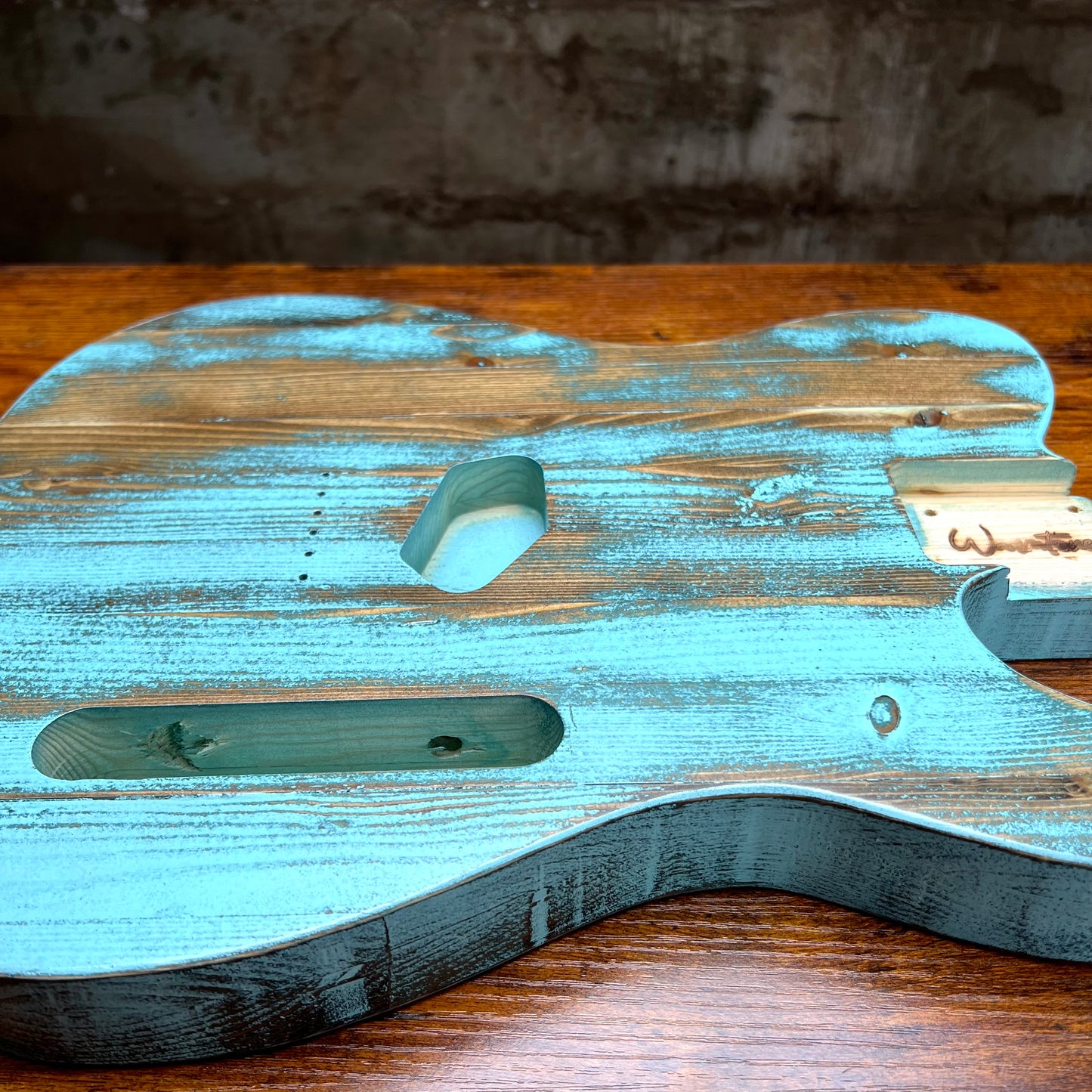 Warmtone Custom Guitars Relic Tele Style Guitar Body “Icy Mountain” Nitro