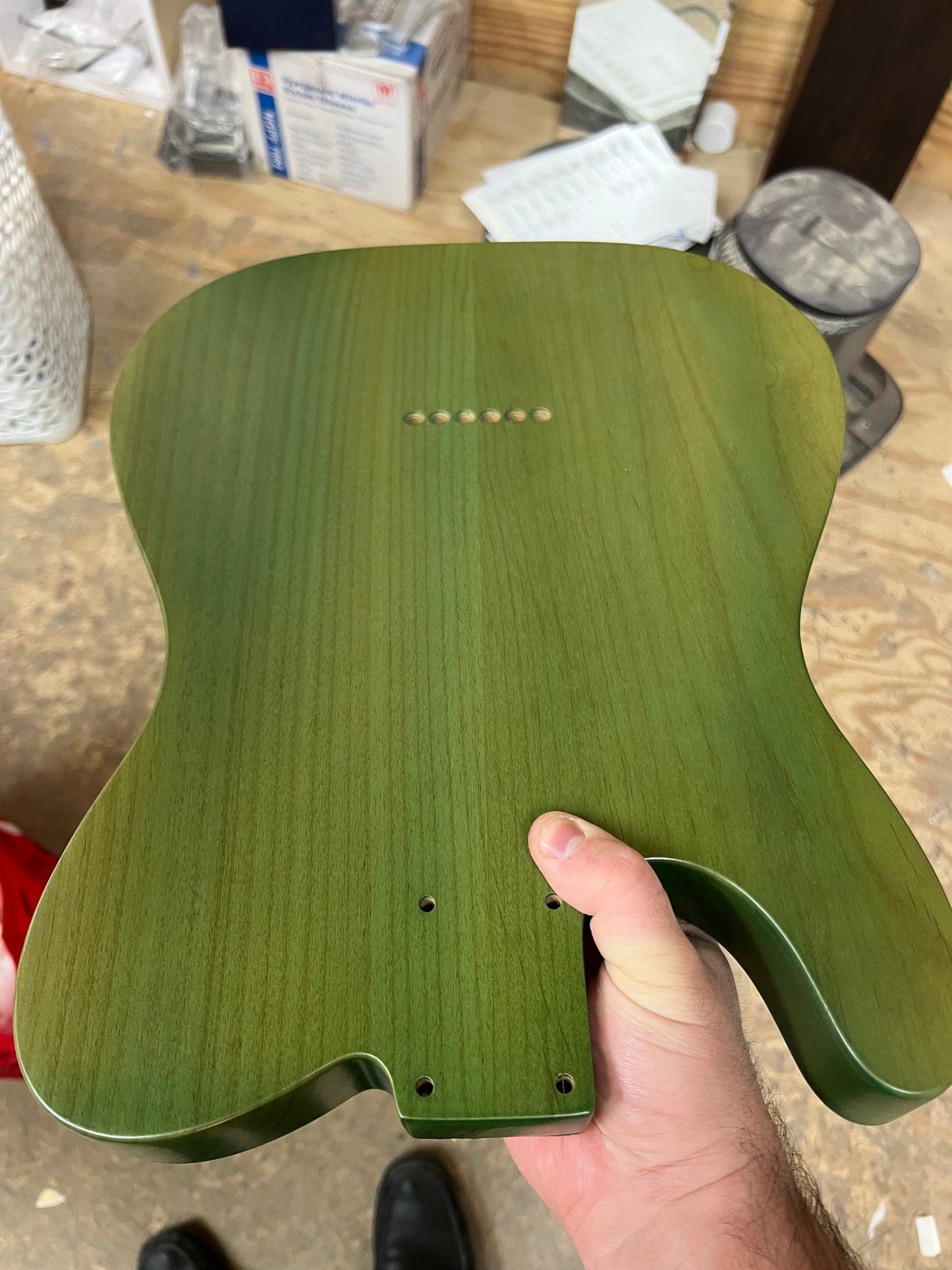 Warmtone Custom Guitars Tele Style Guitar Body “Lime Burst” Flamed Maple