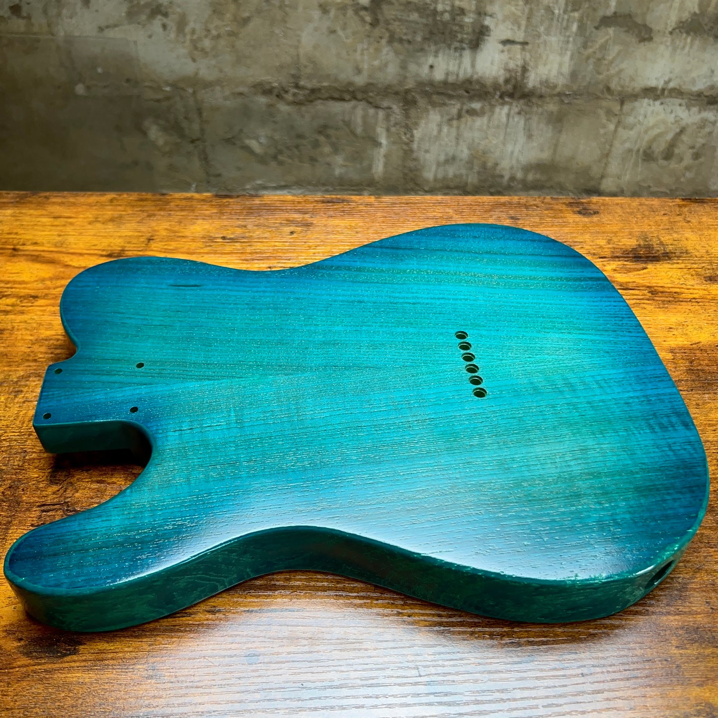Warmtone Custom Guitars Tele Guitar Body “Coral Blue” 2 Pc Ash