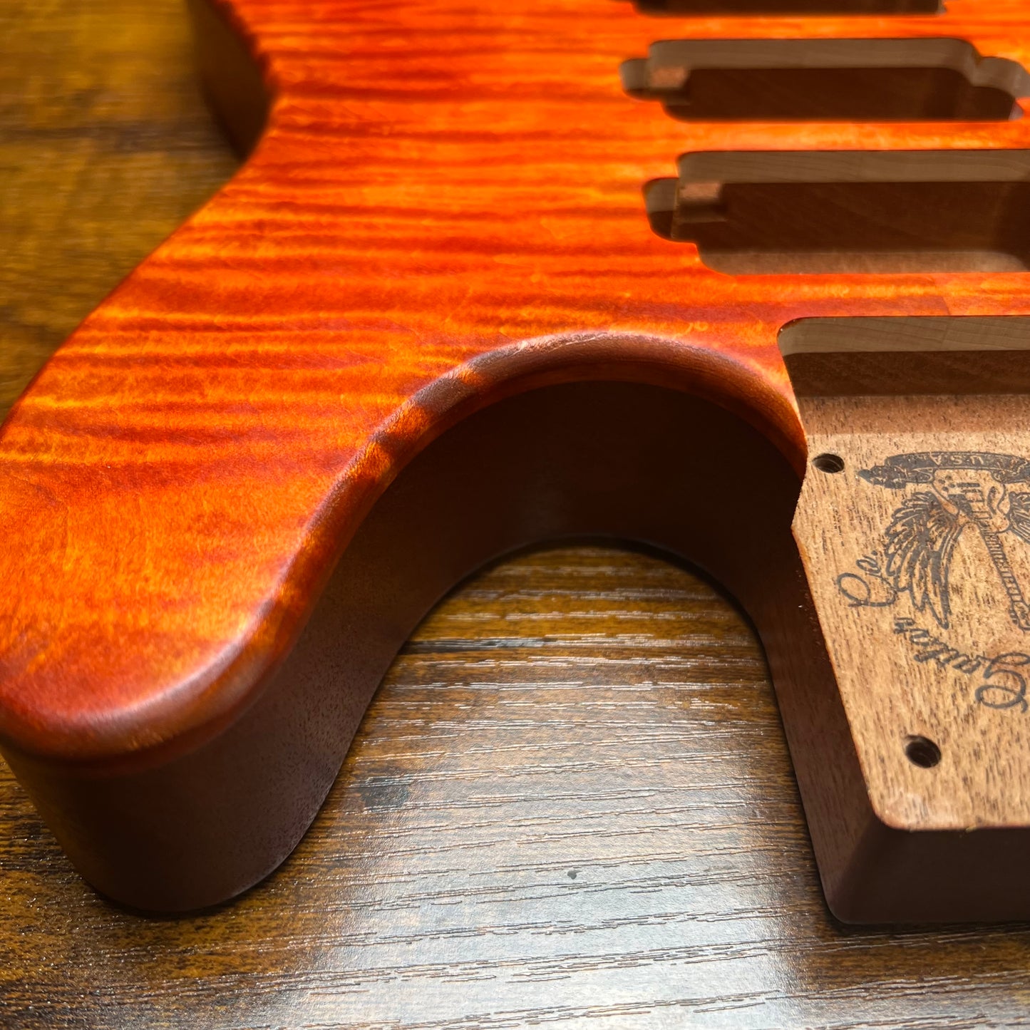 Holy Grail Guitars HHH Tele Flamed Maple Guitar Body “Flames” 1 pc Mahogany