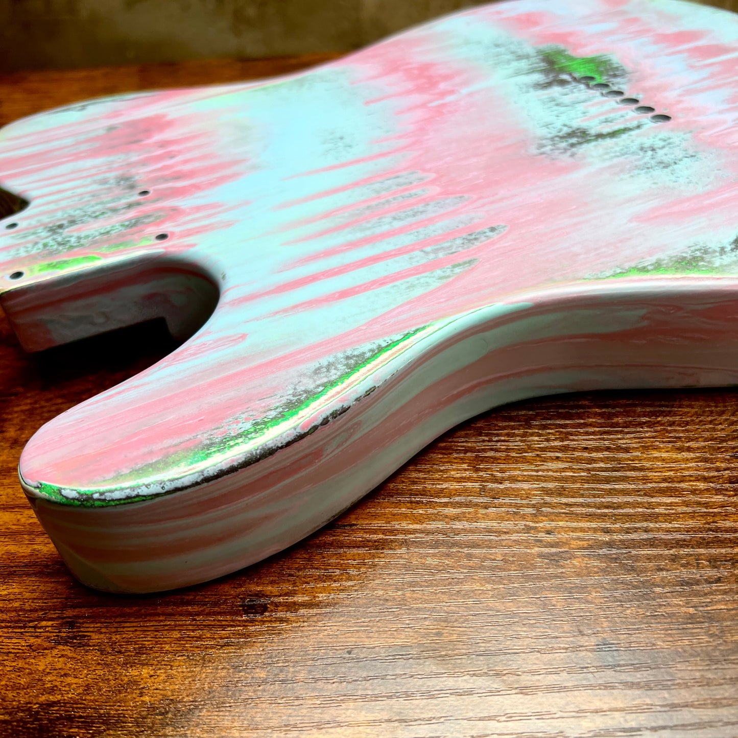 Warmtone Custom Guitars Relic Tele Style Guitar Body “Wild Candy” Nitro