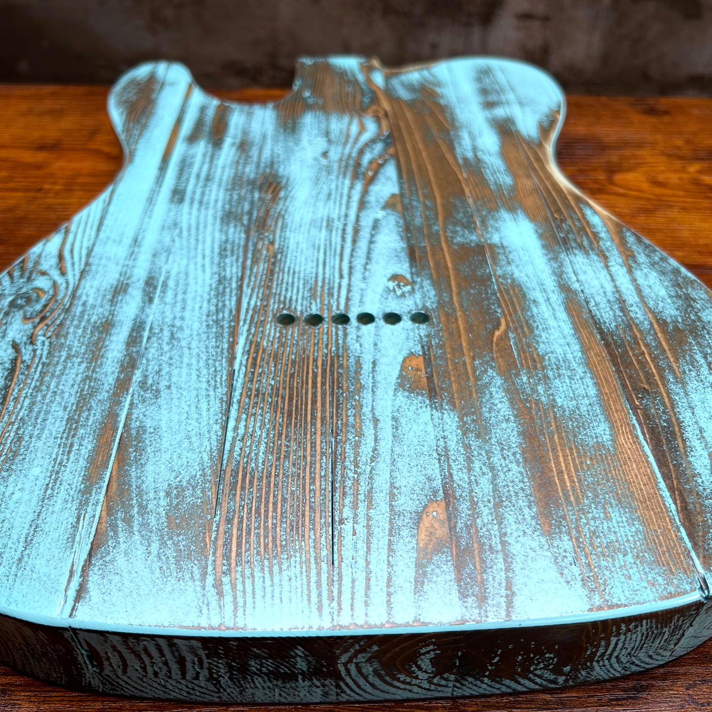 Warmtone Custom Guitars Relic Tele Style Guitar Body “Icy Mountain” Nitro