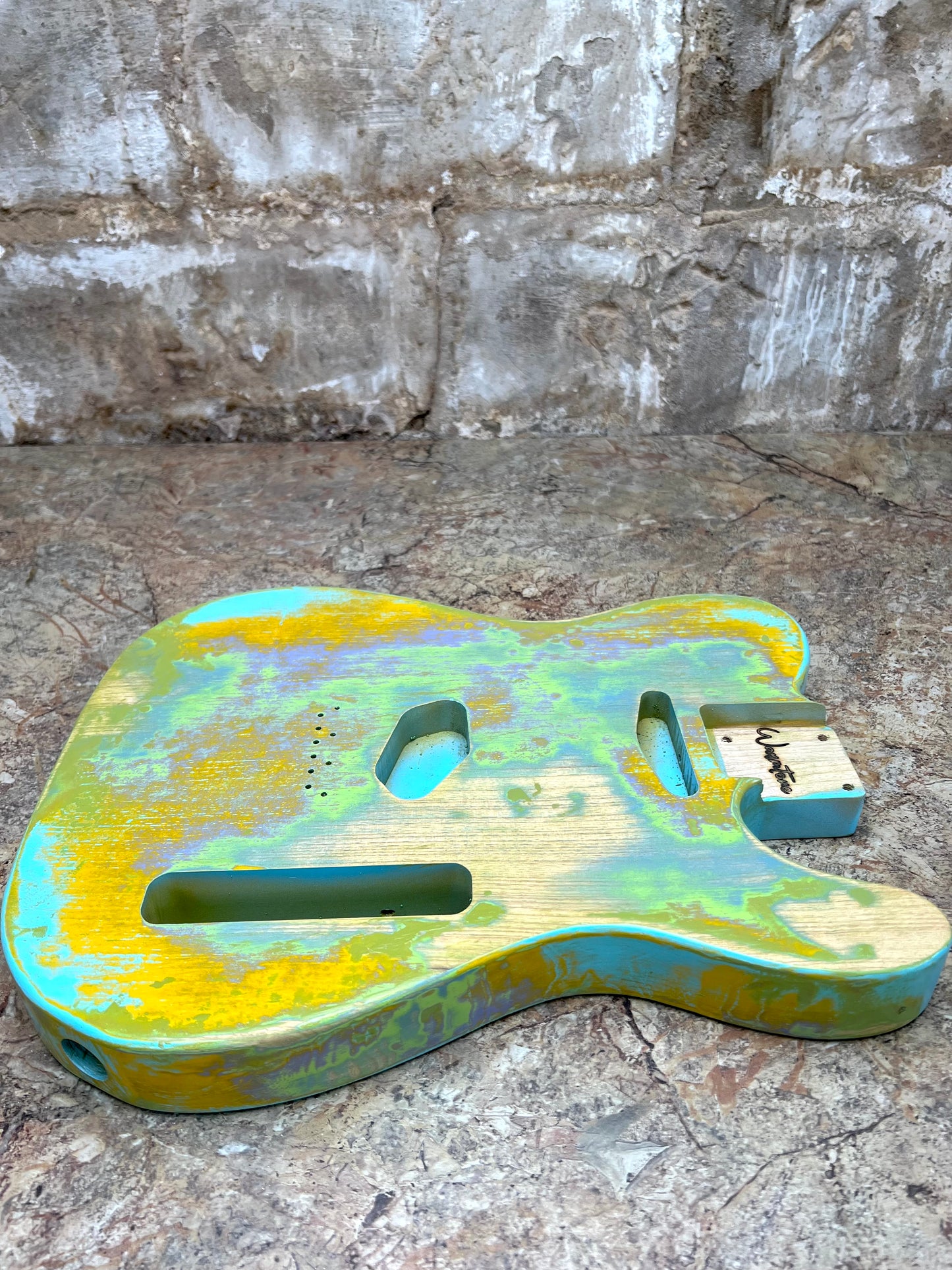 Warmtone Custom Guitars Relic Tele Style Guitar Body “Melted Colors” Nitro