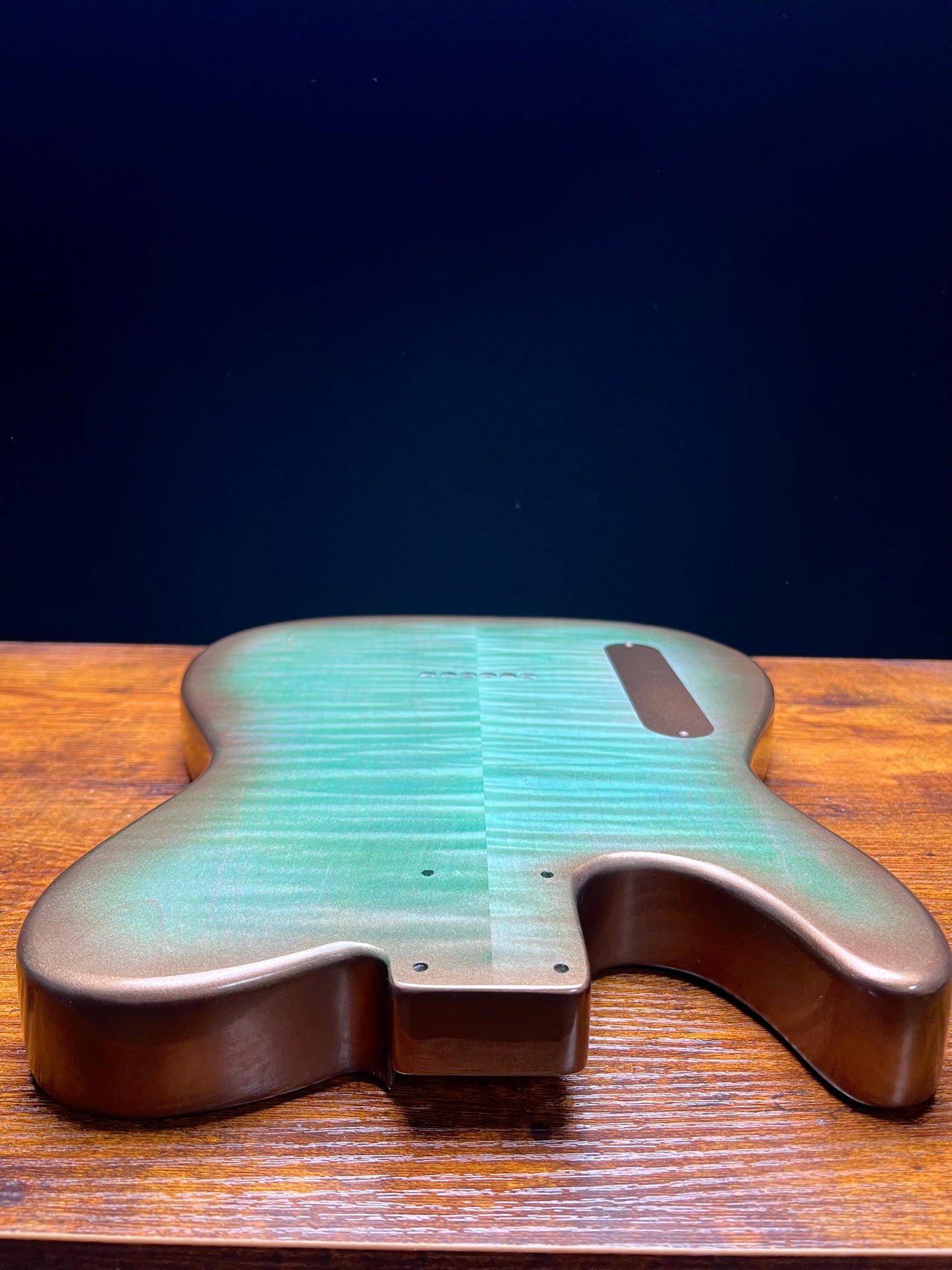 Warmtone CG HH Tele Style Guitar Body Front and Back Flamed Maple “Green Flames” 3.97 lb