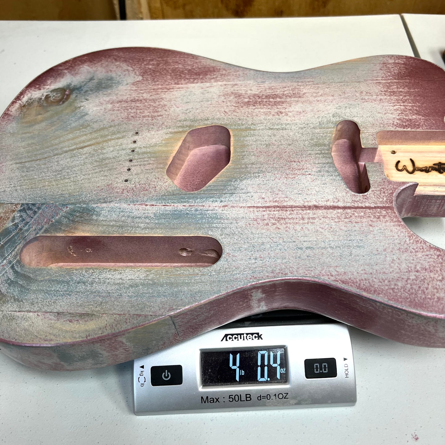 Warmtone Custom Guitars Relic Tele Style Guitar Body “Pink Winter” Nitro