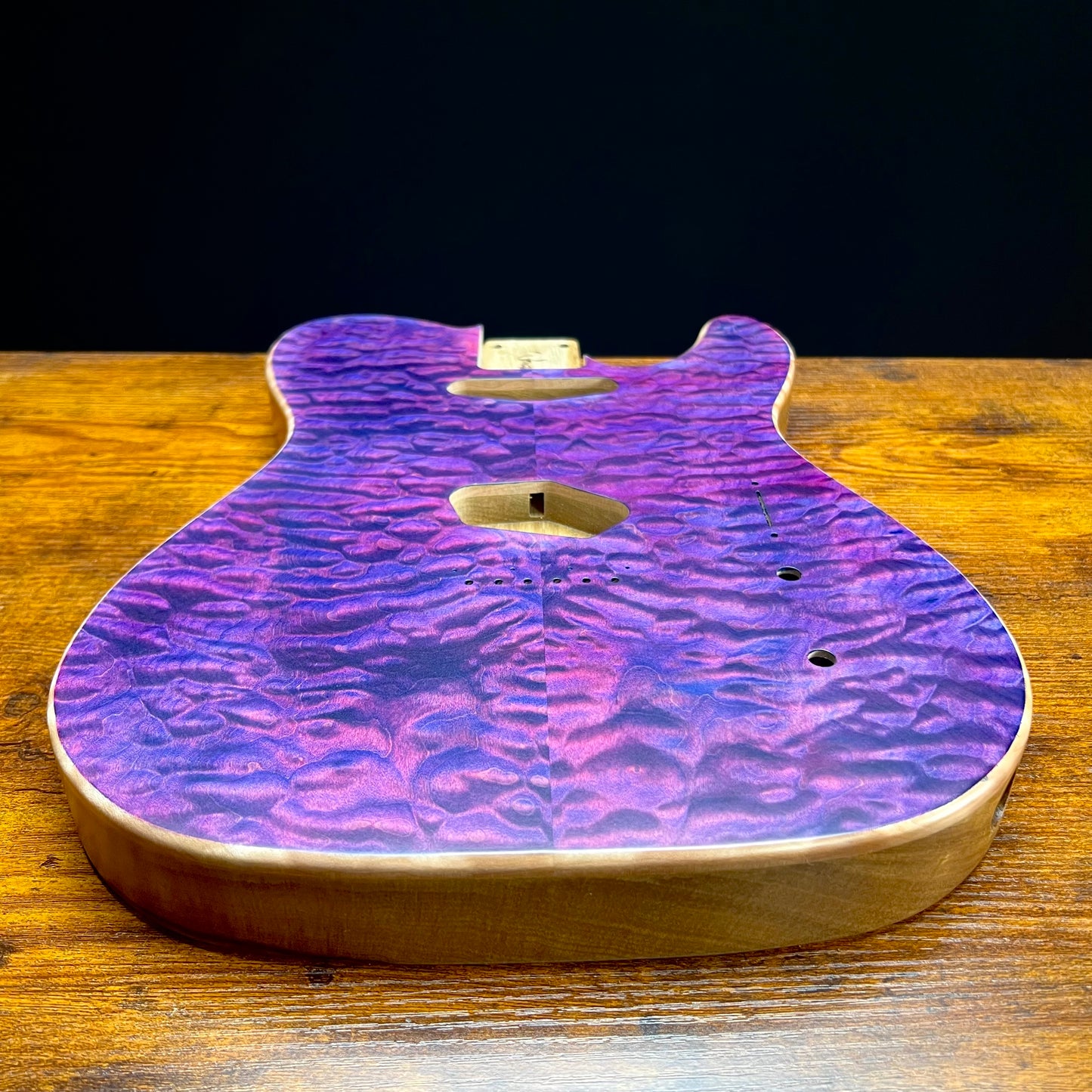Warmtone CG Tele Guitar Body “Purple Waves” Quilt Maple/Limba