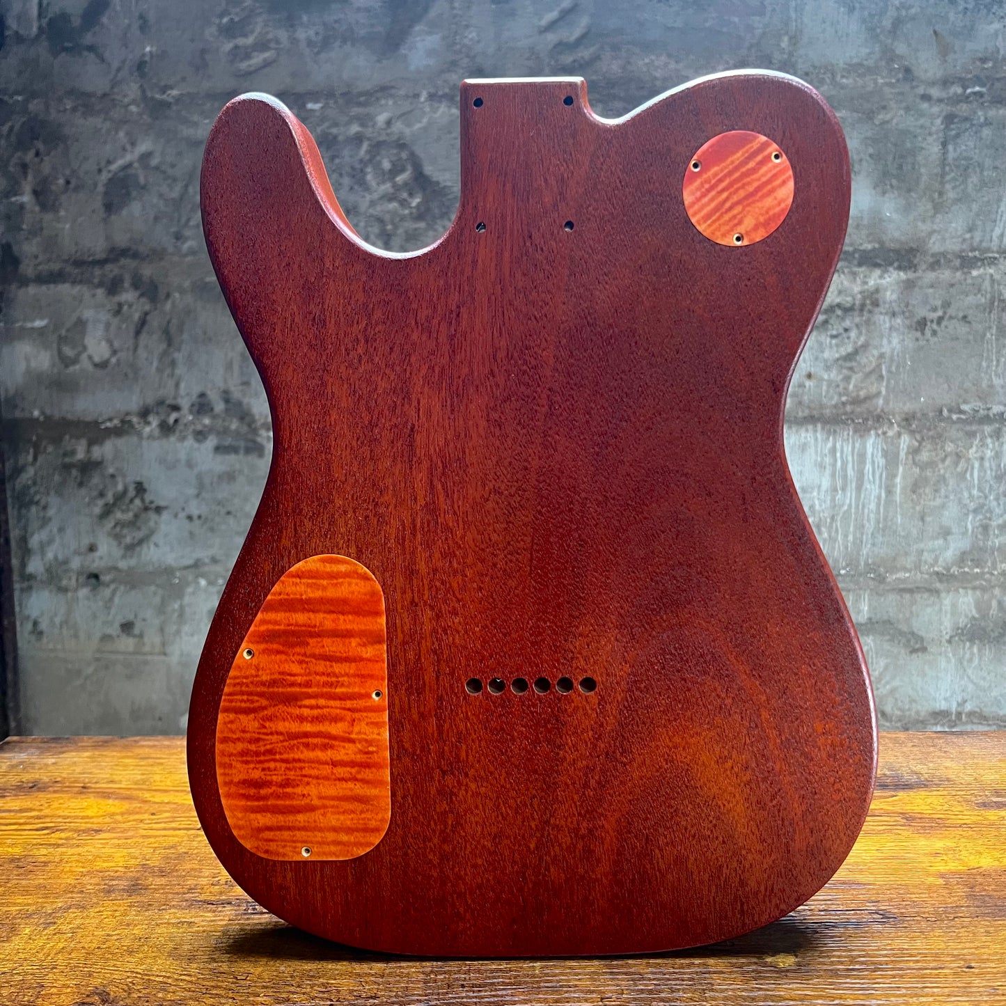 Holy Grail Guitars HHH Tele Flamed Maple Guitar Body “Flames” 1 pc Mahogany