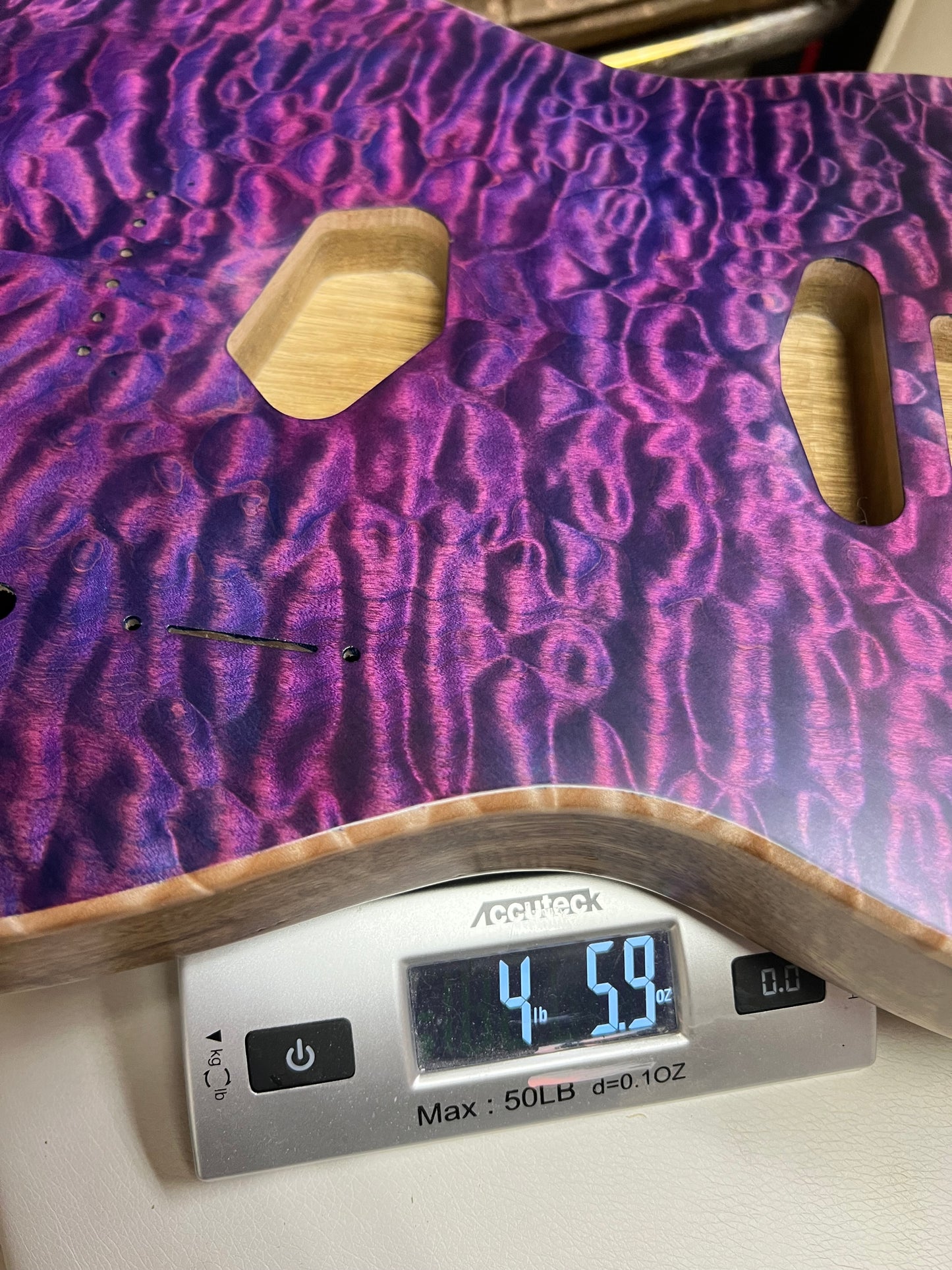 Warmtone CG Tele Guitar Body “Purple Waves” Quilt Maple/Limba