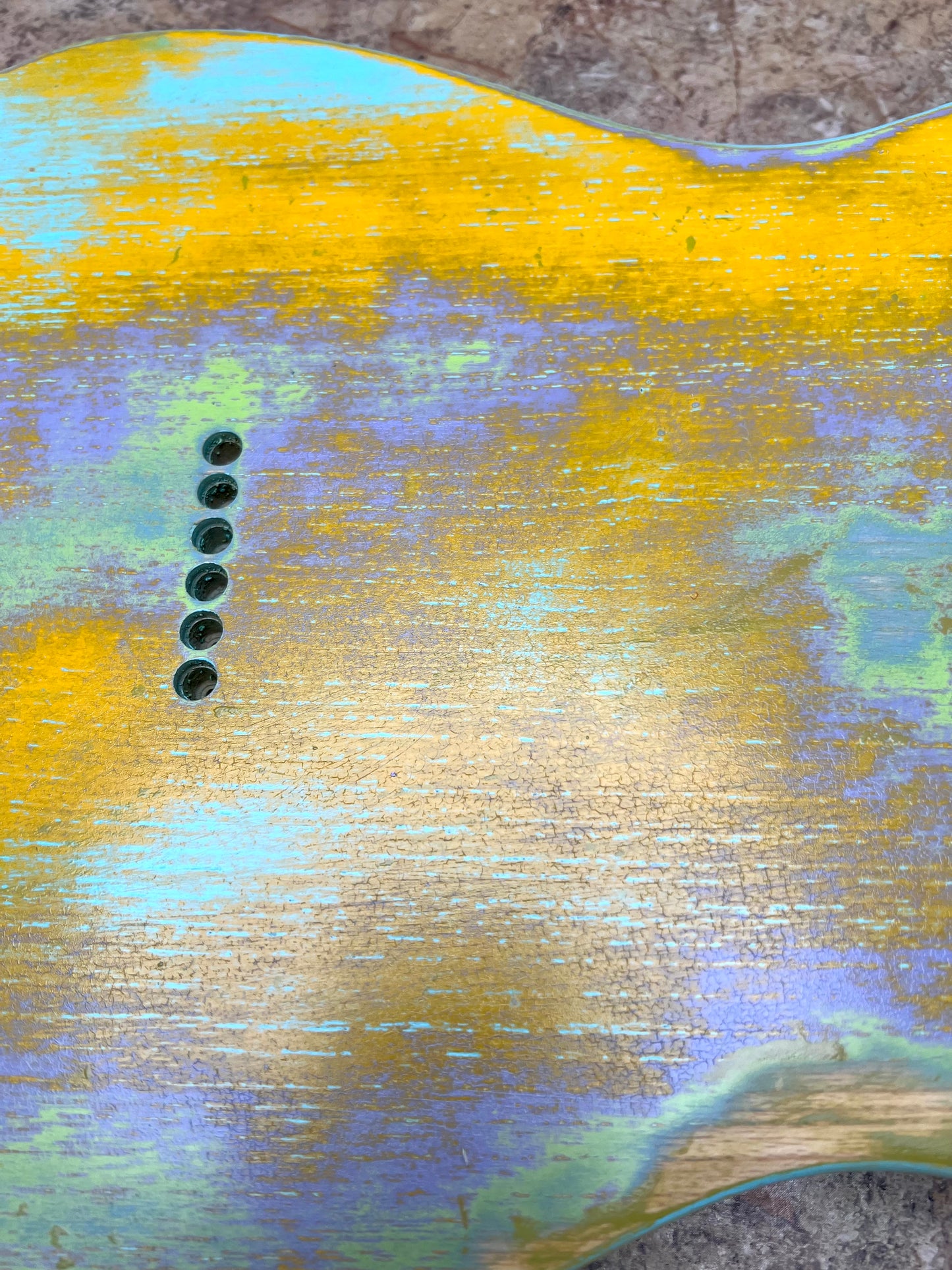 Warmtone Custom Guitars Relic Tele Style Guitar Body “Melted Colors” Nitro