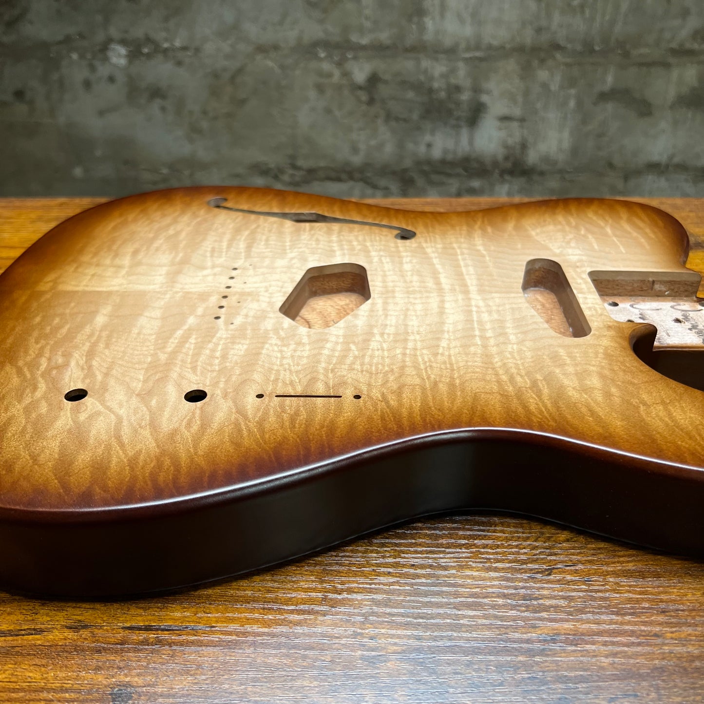 Warmtone Custom Guitars Tele Guitar Body “Brown Burst” Quilt Maple