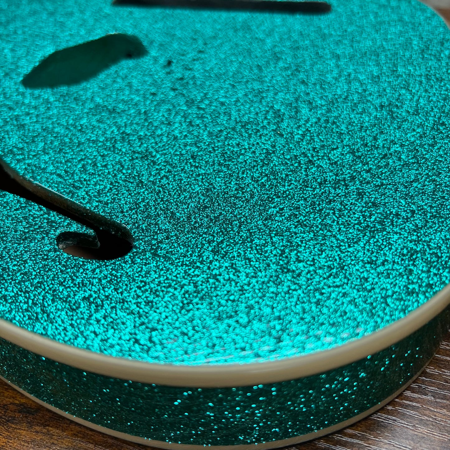Warmtone Custom Guitars Alder Tele Body W/ Binding "Aqua Sparkle" F Hole