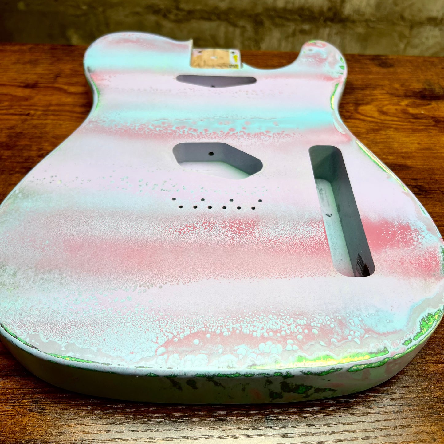Warmtone Custom Guitars Relic Tele Style Guitar Body “Wild Candy” Nitro