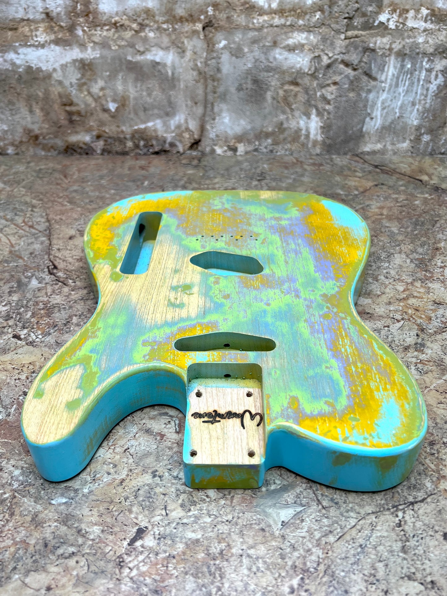 Warmtone Custom Guitars Relic Tele Style Guitar Body “Melted Colors” Nitro