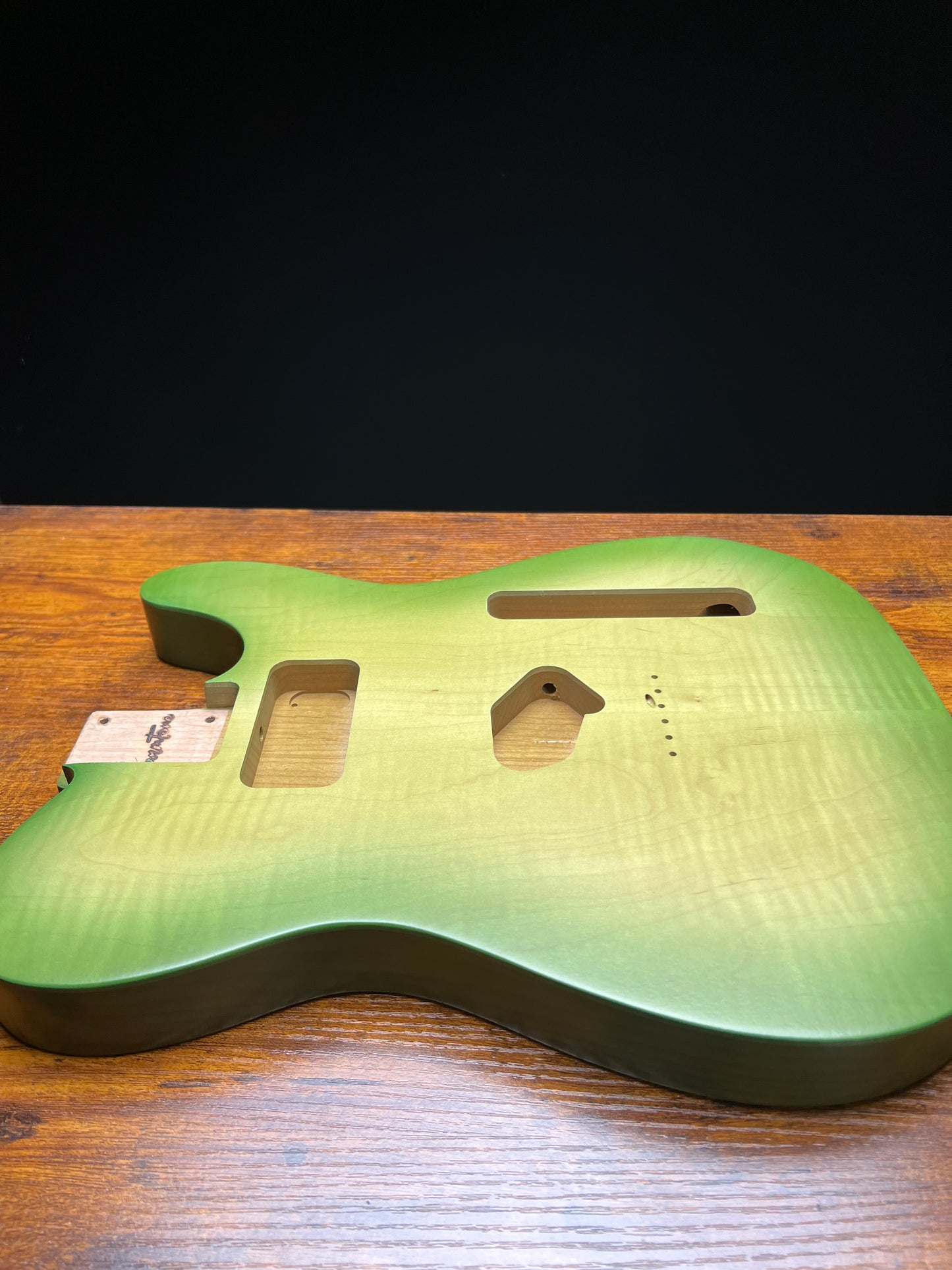 Warmtone Custom Guitars Tele Style Guitar Body “Lime Burst” Flamed Maple