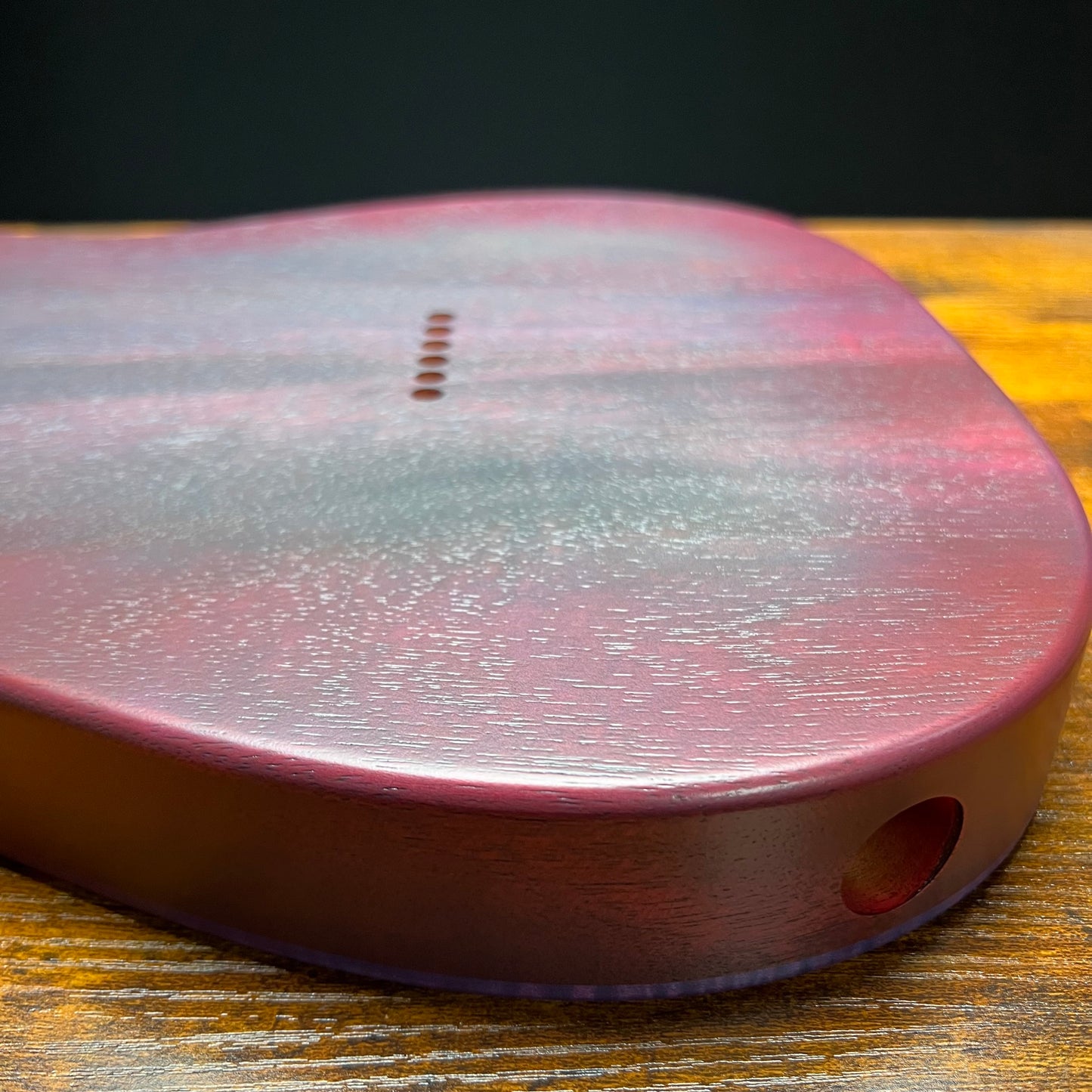 Holy Grail Guitars Tele Style Guitar Body “Purple Flames”Flamed Maple p90