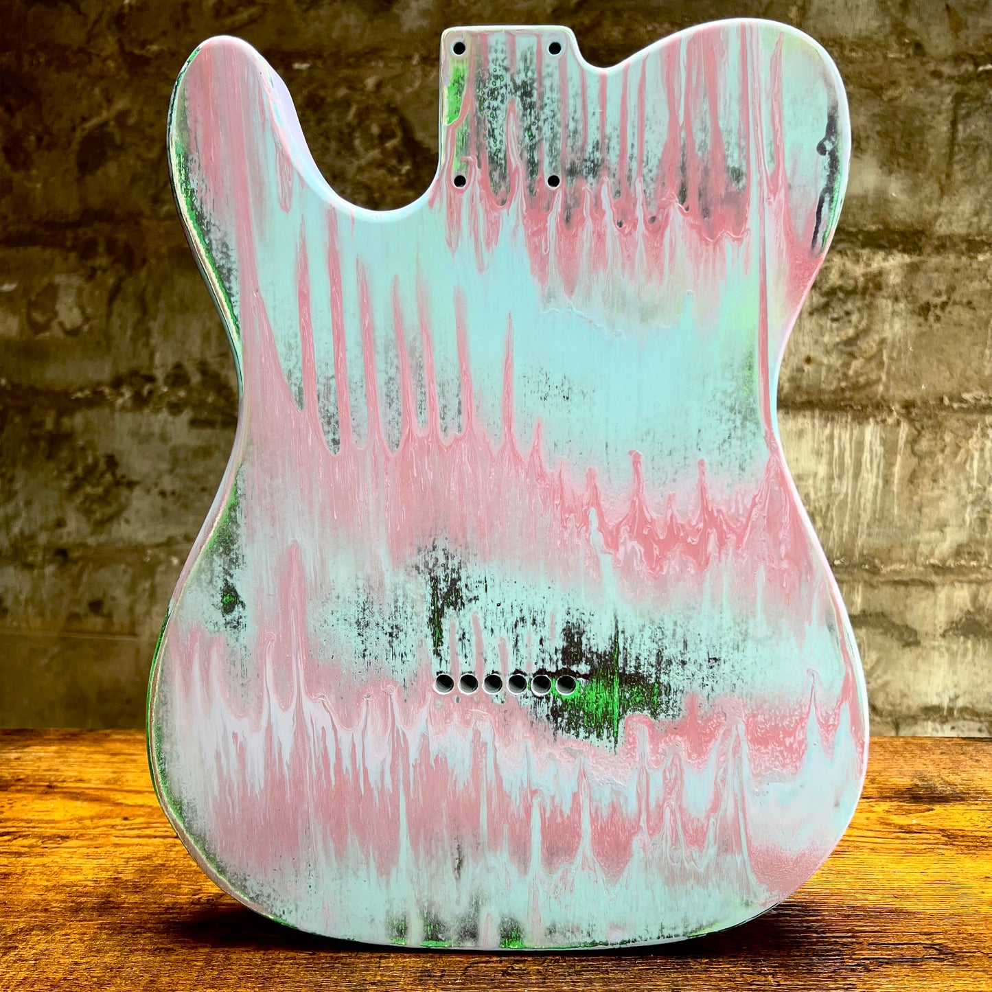 Warmtone Custom Guitars Relic Tele Style Guitar Body “Wild Candy” Nitro