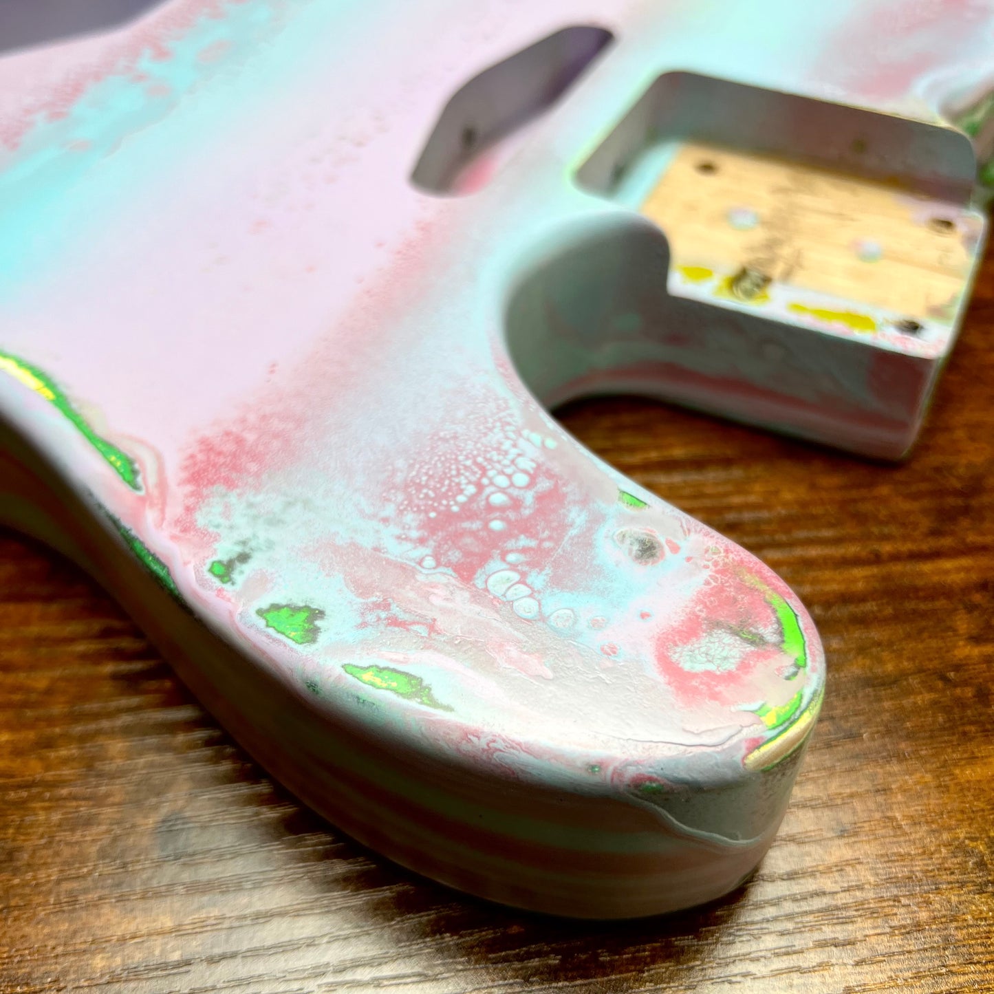 Warmtone Custom Guitars Relic Tele Style Guitar Body “Wild Candy” Nitro