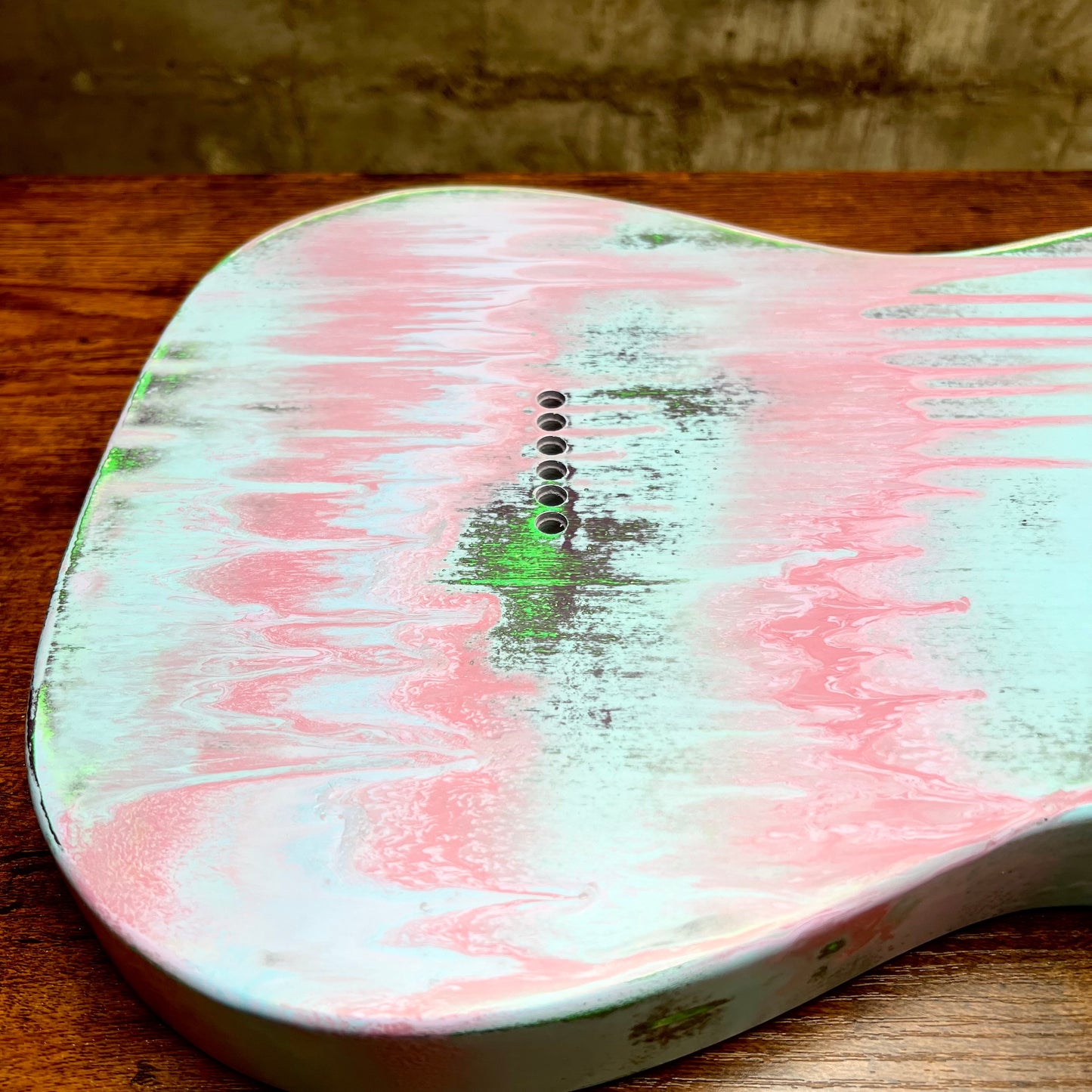 Warmtone Custom Guitars Relic Tele Style Guitar Body “Wild Candy” Nitro