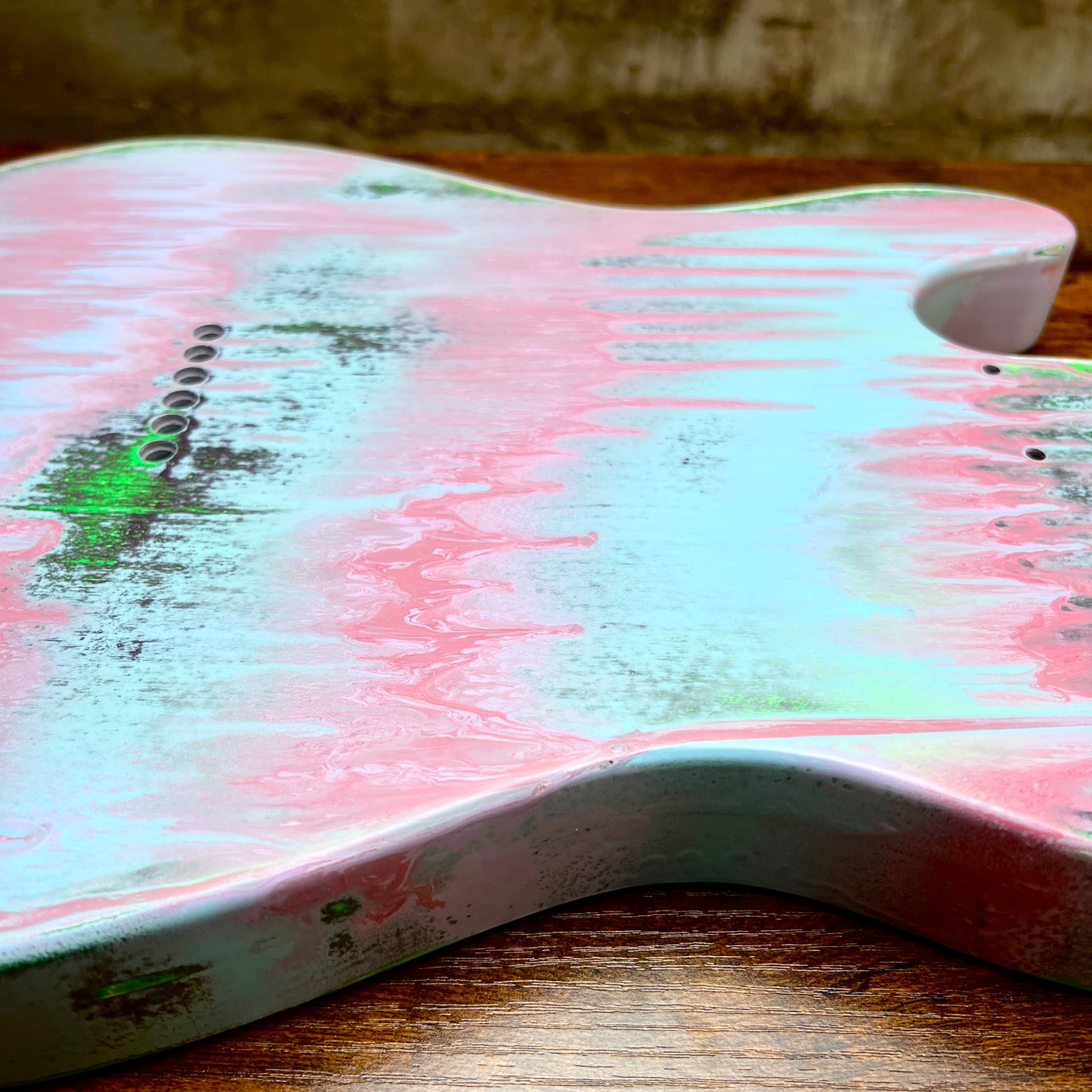Warmtone Custom Guitars Relic Tele Style Guitar Body “Wild Candy” Nitro