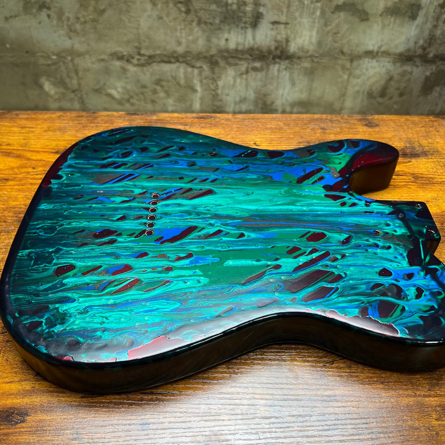 Warmtone Custom Guitars Relic Tele Style Guitar Body “Dark Pour” B Stock