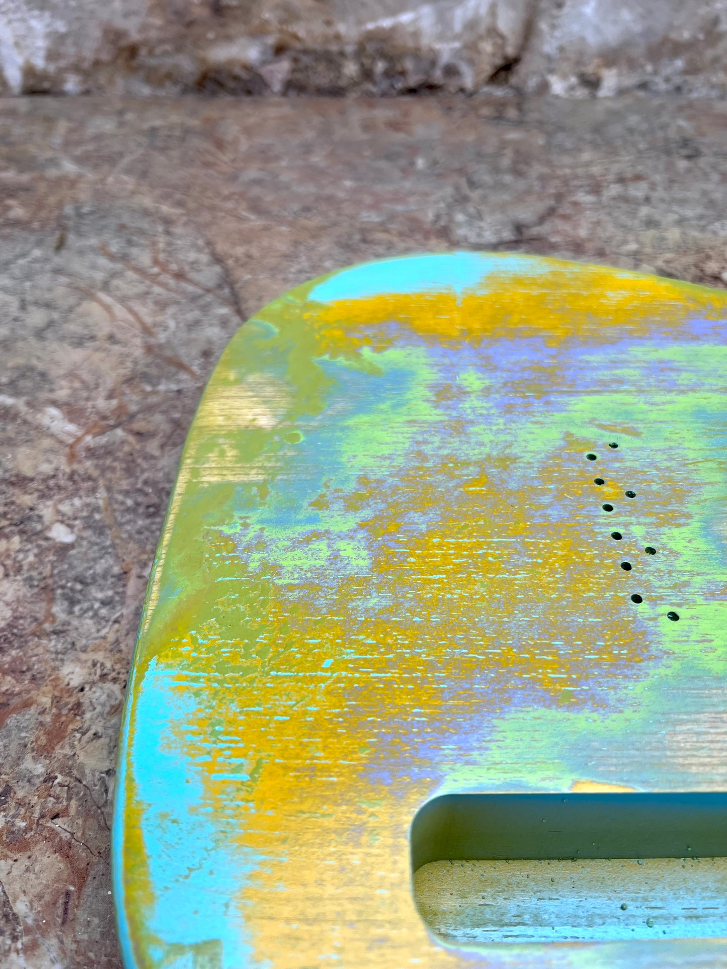 Warmtone Custom Guitars Relic Tele Style Guitar Body “Melted Colors” Nitro