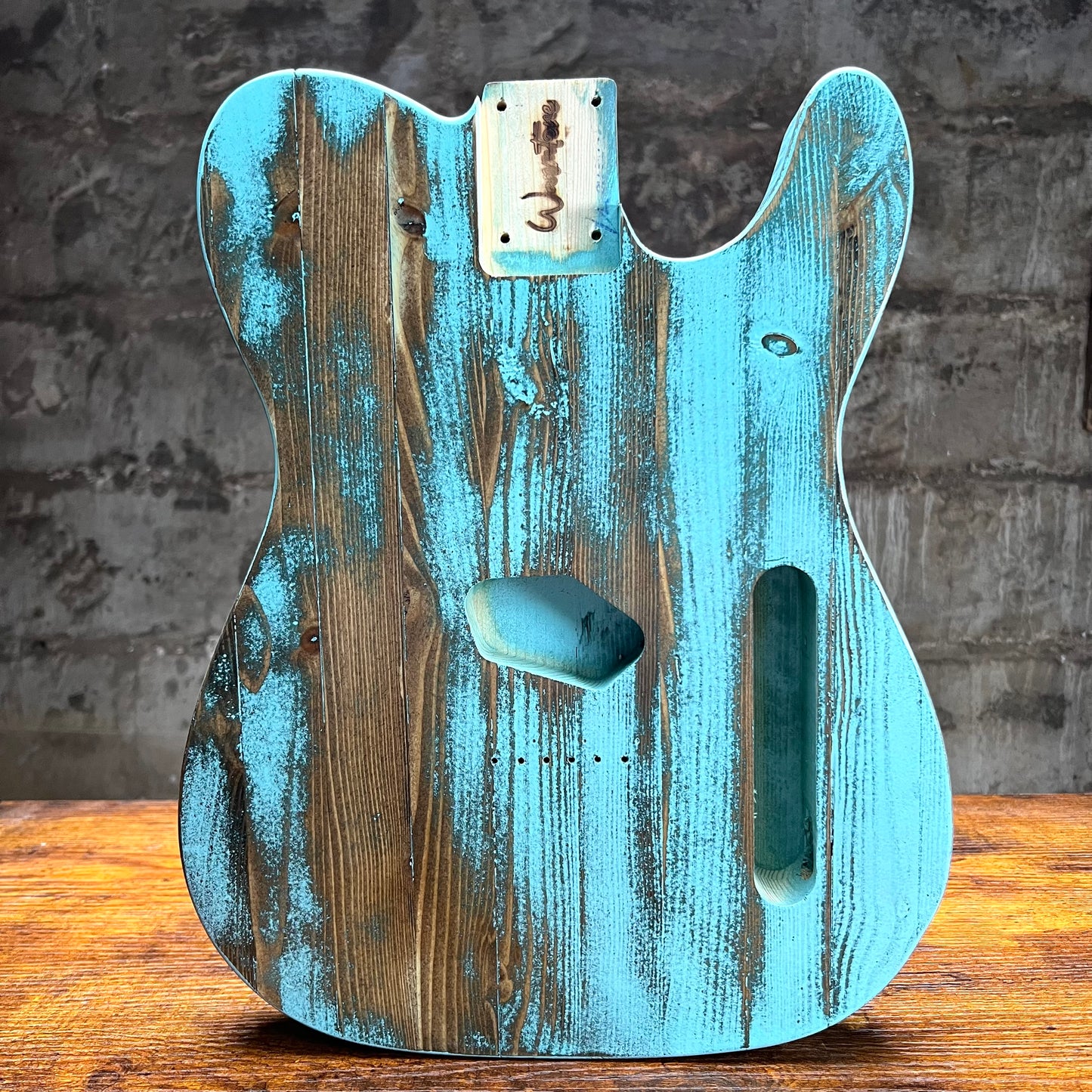 Warmtone Custom Guitars Relic Tele Style Guitar Body “Icy Mountain” Nitro