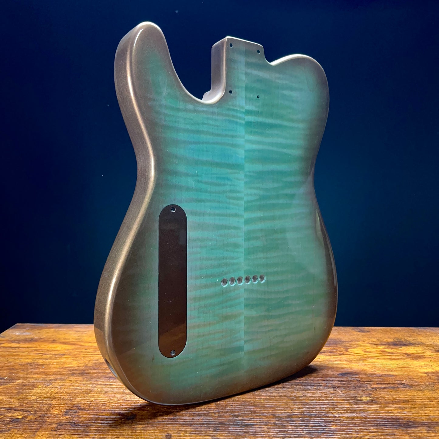 Warmtone CG HH Tele Style Guitar Body Front and Back Flamed Maple “Green Flames” 3.97 lb