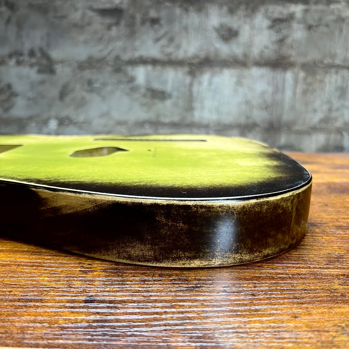 Warmtone Custom Guitars Relic Tele Style Guitar Body “Green Relic Burst” Nitro Flamed Maple