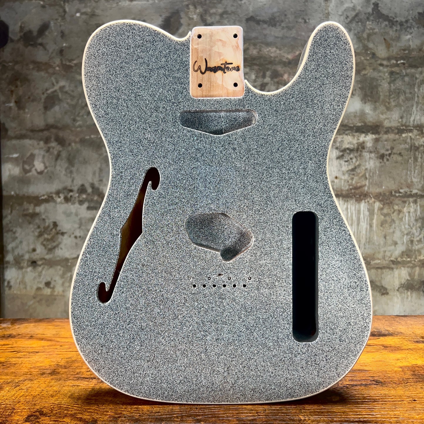 Warmtone Custom Guitars Alder Tele Body W/ Binding " Charcoal Grey Sparkle" F Hole