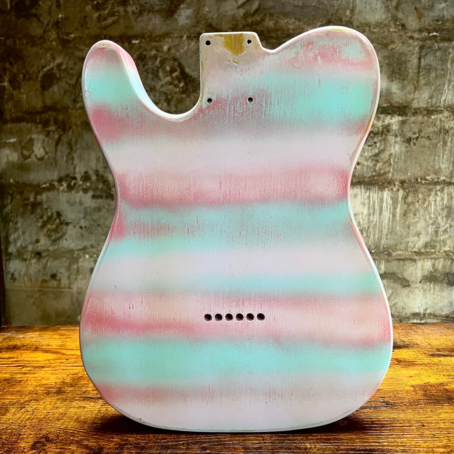 Warmtone Custom Guitars Relic Tele Style Guitar Body “Cotton Candy” Nitro
