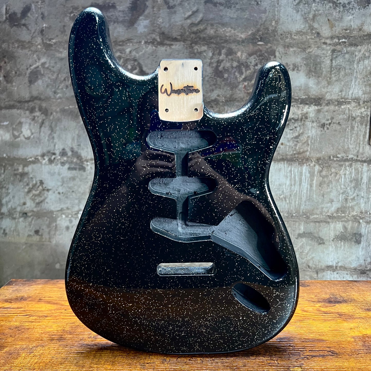 Warmtone Custom Guitars Strat Guitar Body Black Sparkle “Stars”