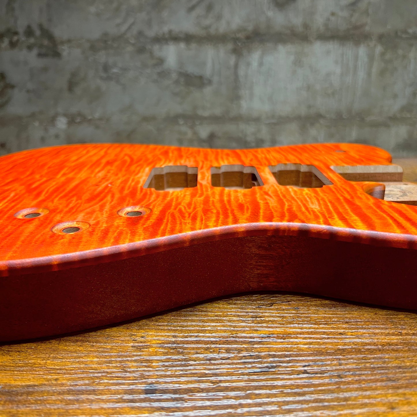 Holy Grail Guitars HHH Tele Flamed Maple Guitar Body “Flames” 1 pc Mahogany