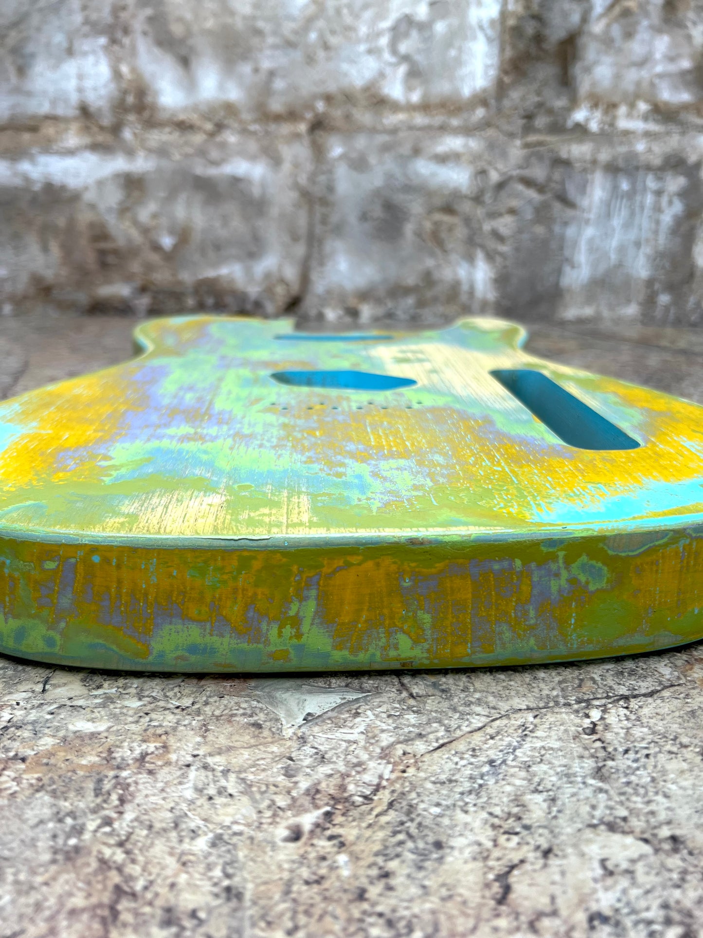 Warmtone Custom Guitars Relic Tele Style Guitar Body “Melted Colors” Nitro