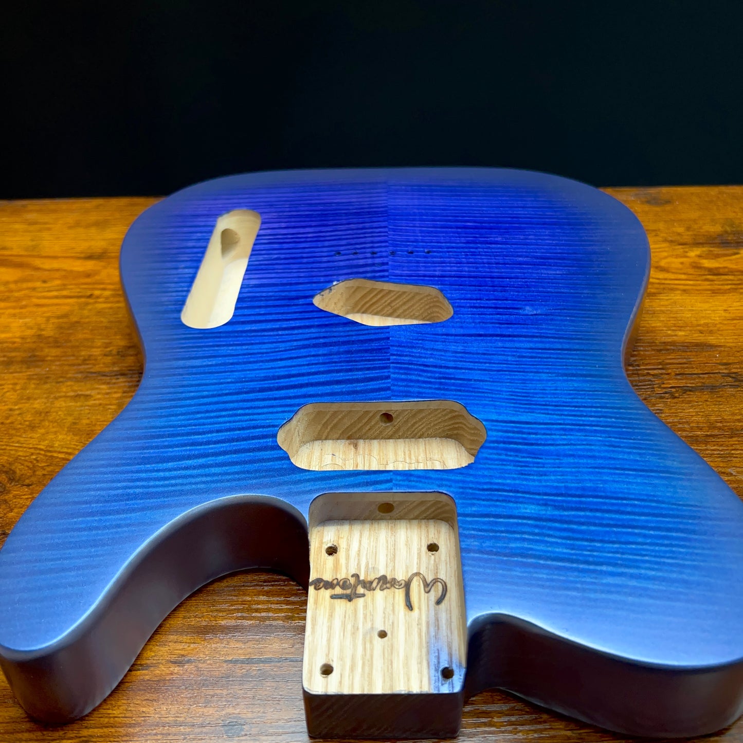 Warmtone Custom Guitars Tele Style Guitar Body “Purple to Blue" Flamed Maple