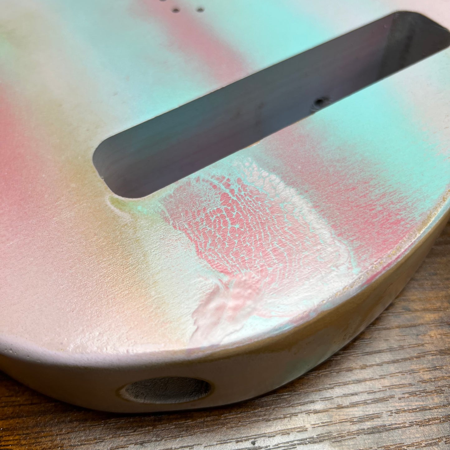 Warmtone Custom Guitars Relic Tele Style Guitar Body “Cotton Candy” Nitro