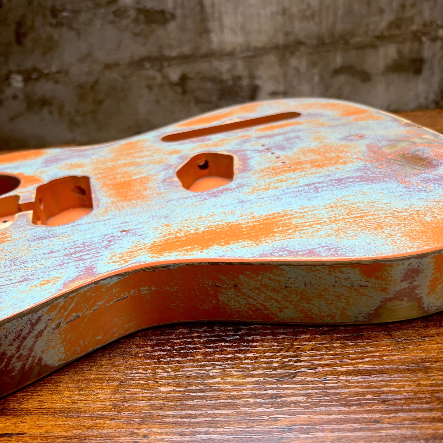 Warmtone Custom Guitars Relic Tele Style Guitar Body “Creamsicle” Nitro 3lbs