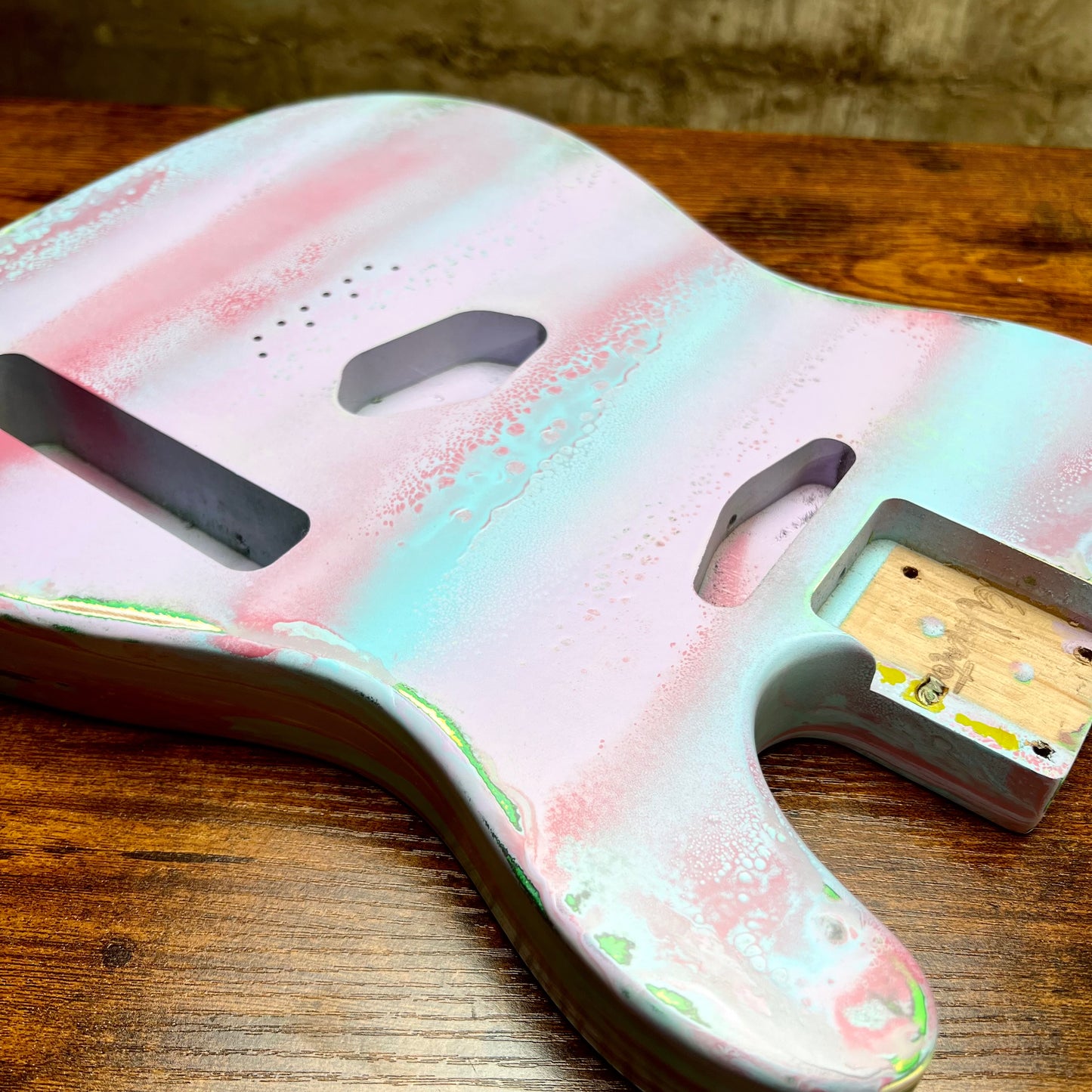 Warmtone Custom Guitars Relic Tele Style Guitar Body “Wild Candy” Nitro