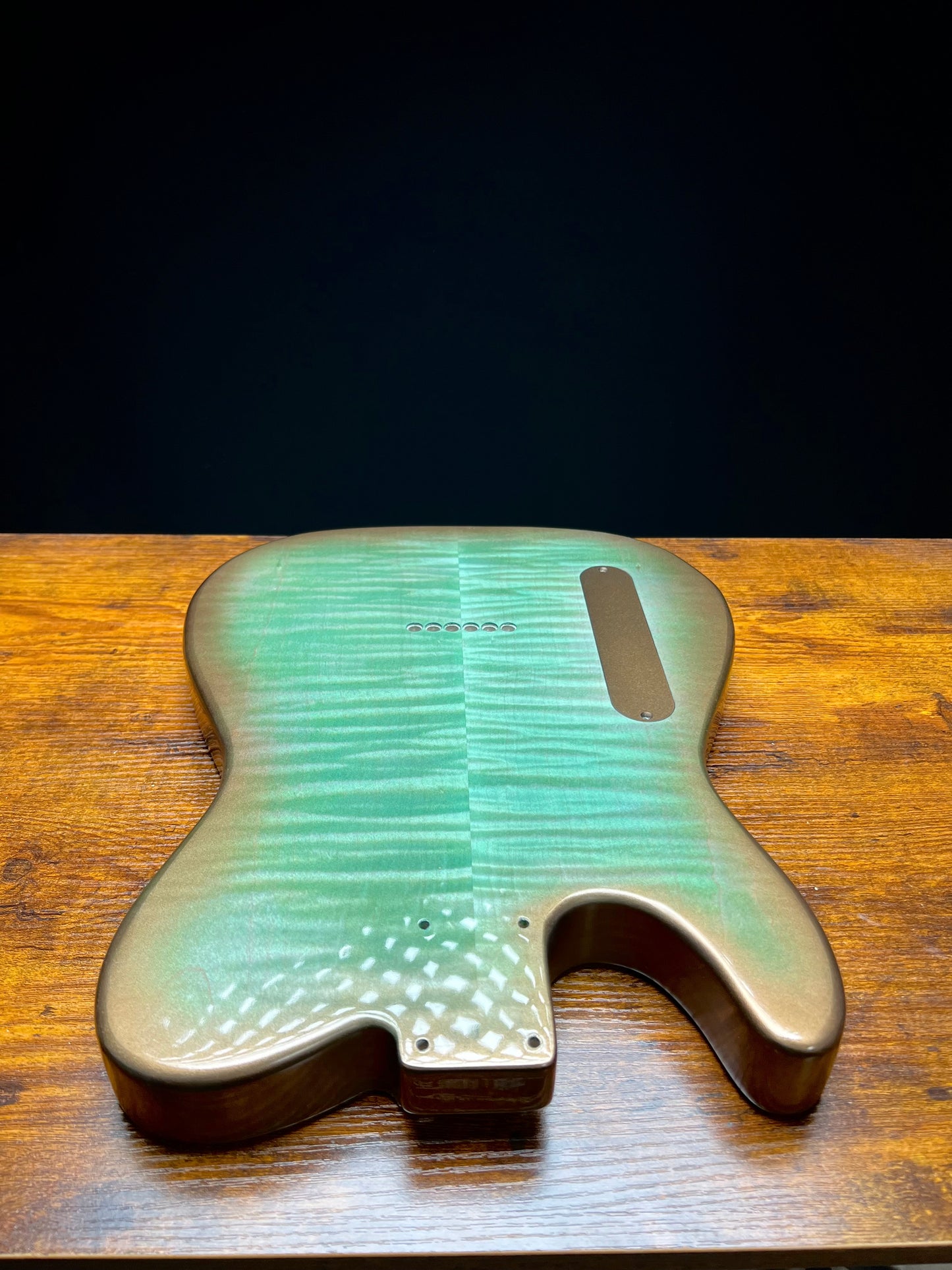 Warmtone CG HH Tele Style Guitar Body Front and Back Flamed Maple “Green Flames” 3.97 lb