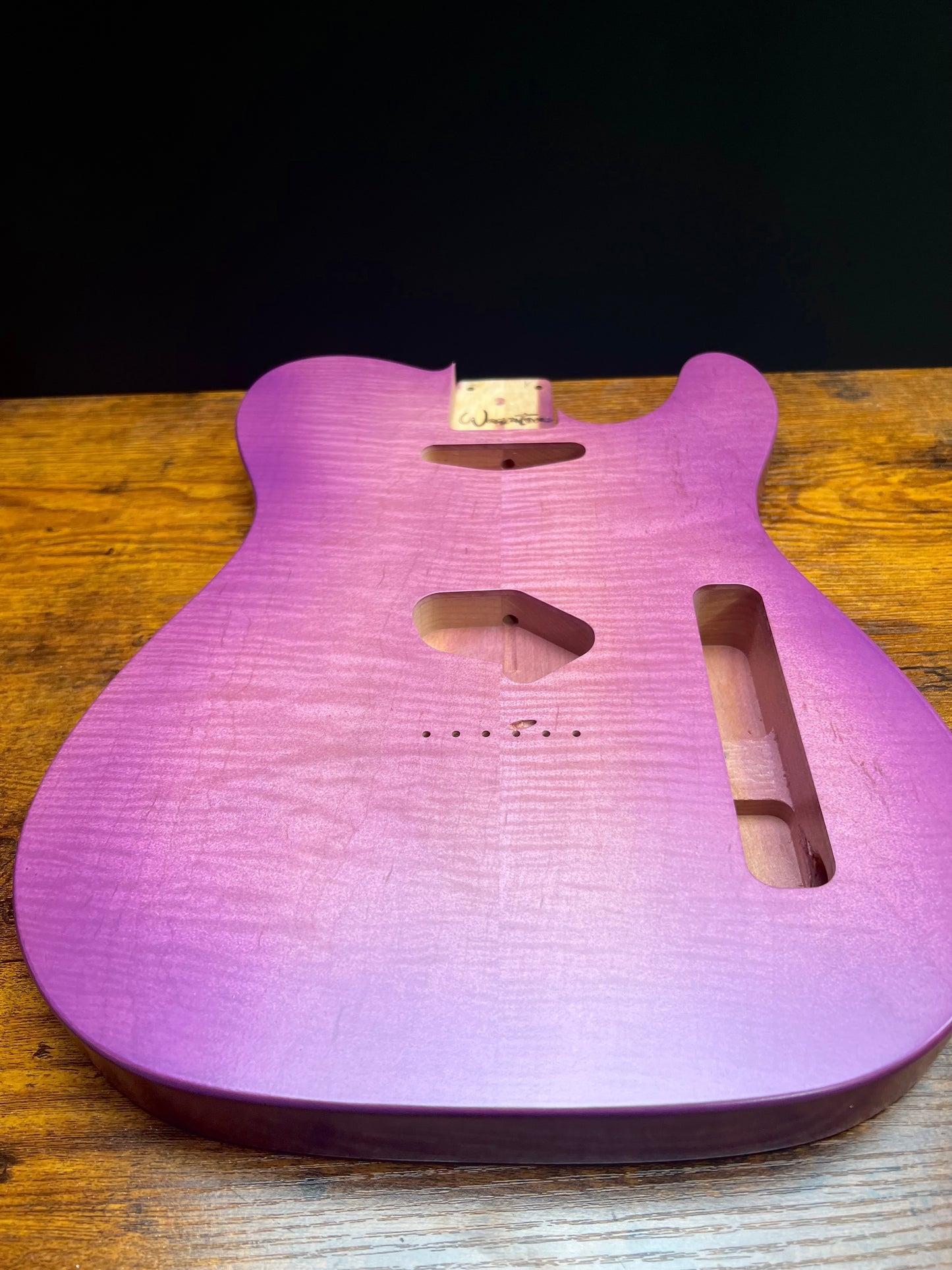 Warmtone CG Tele Flamed Maple Guitar Body “Lavender” Alder