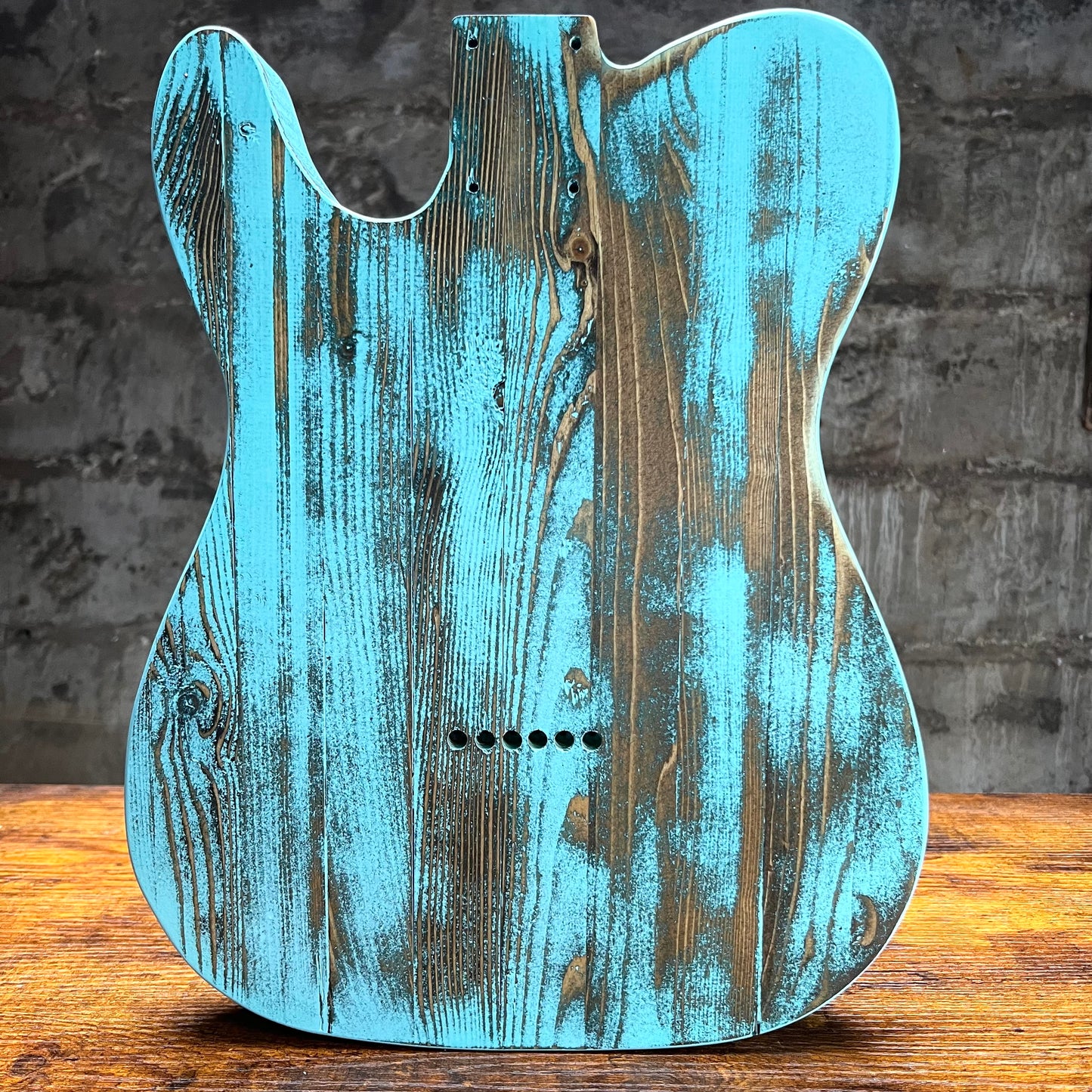 Warmtone Custom Guitars Relic Tele Style Guitar Body “Icy Mountain” Nitro