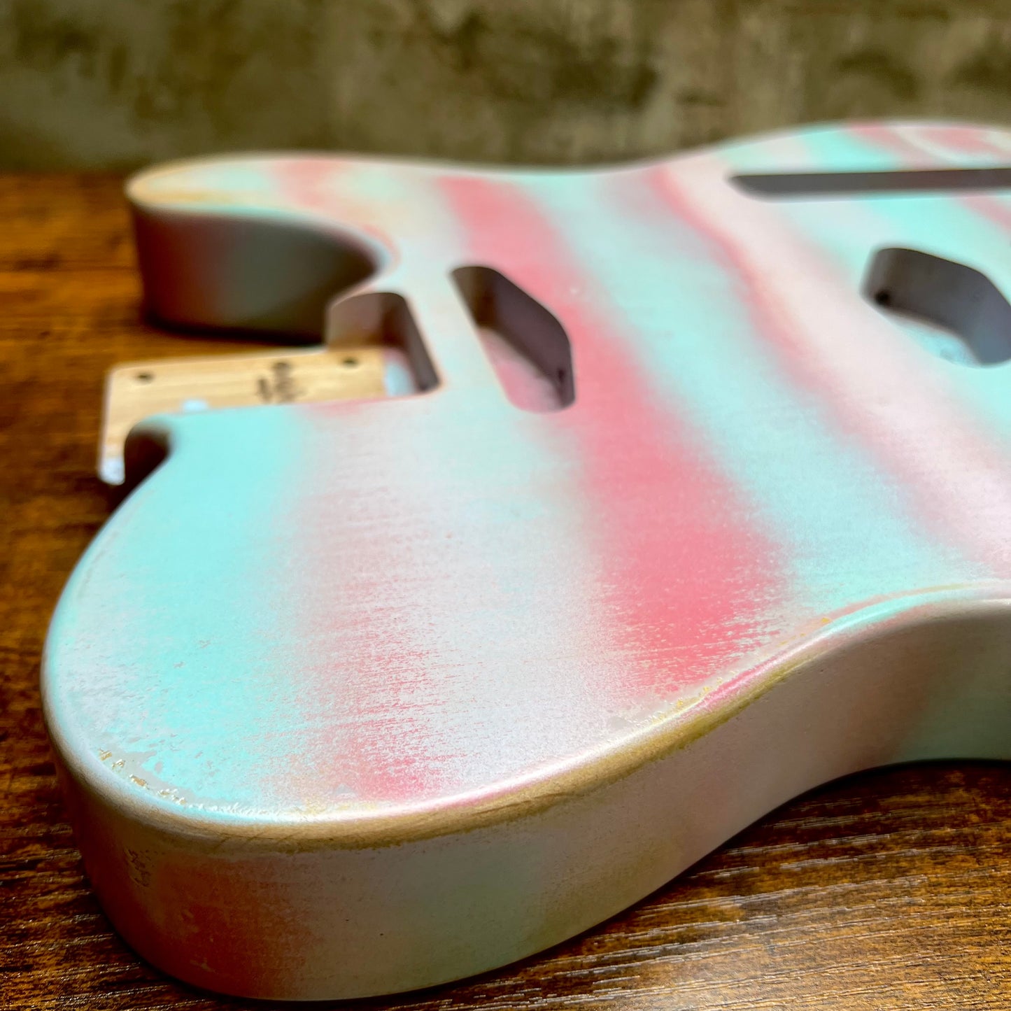 Warmtone Custom Guitars Relic Tele Style Guitar Body “Cotton Candy” Nitro