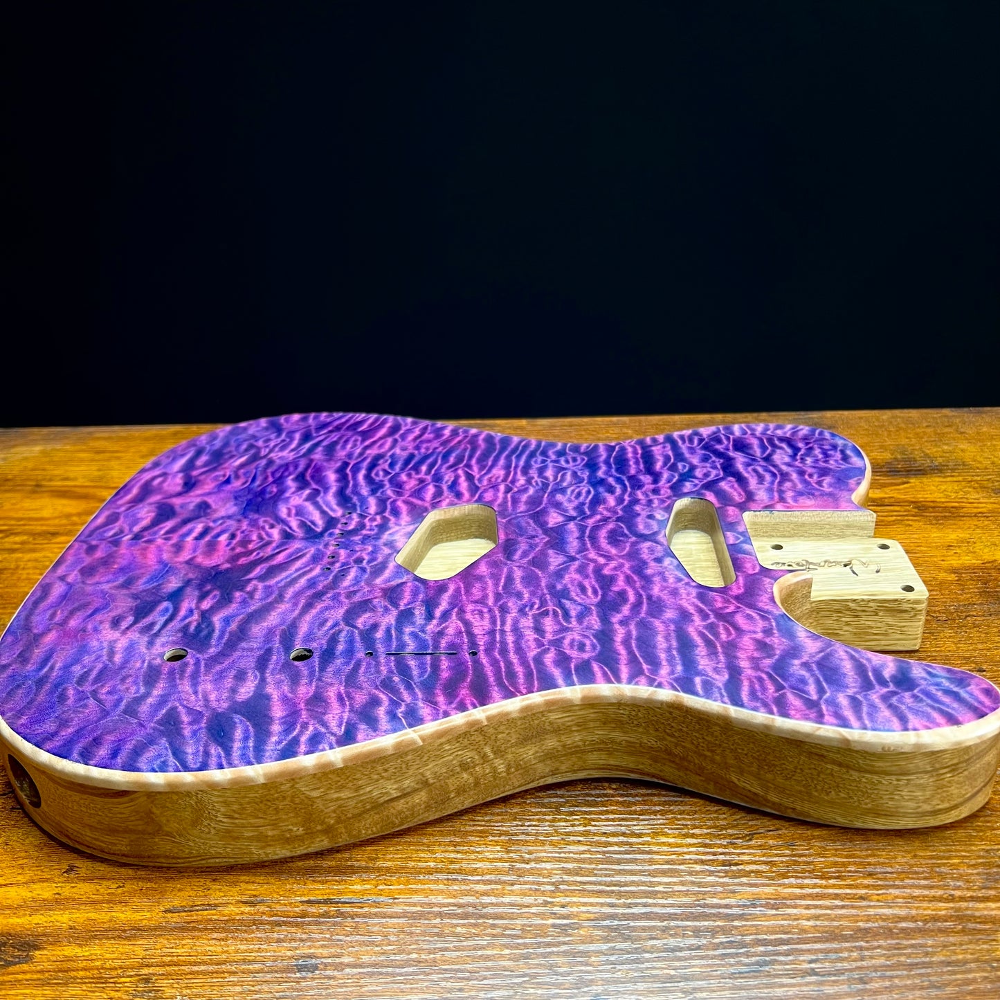 Warmtone CG Tele Guitar Body “Purple Waves” Quilt Maple/Limba