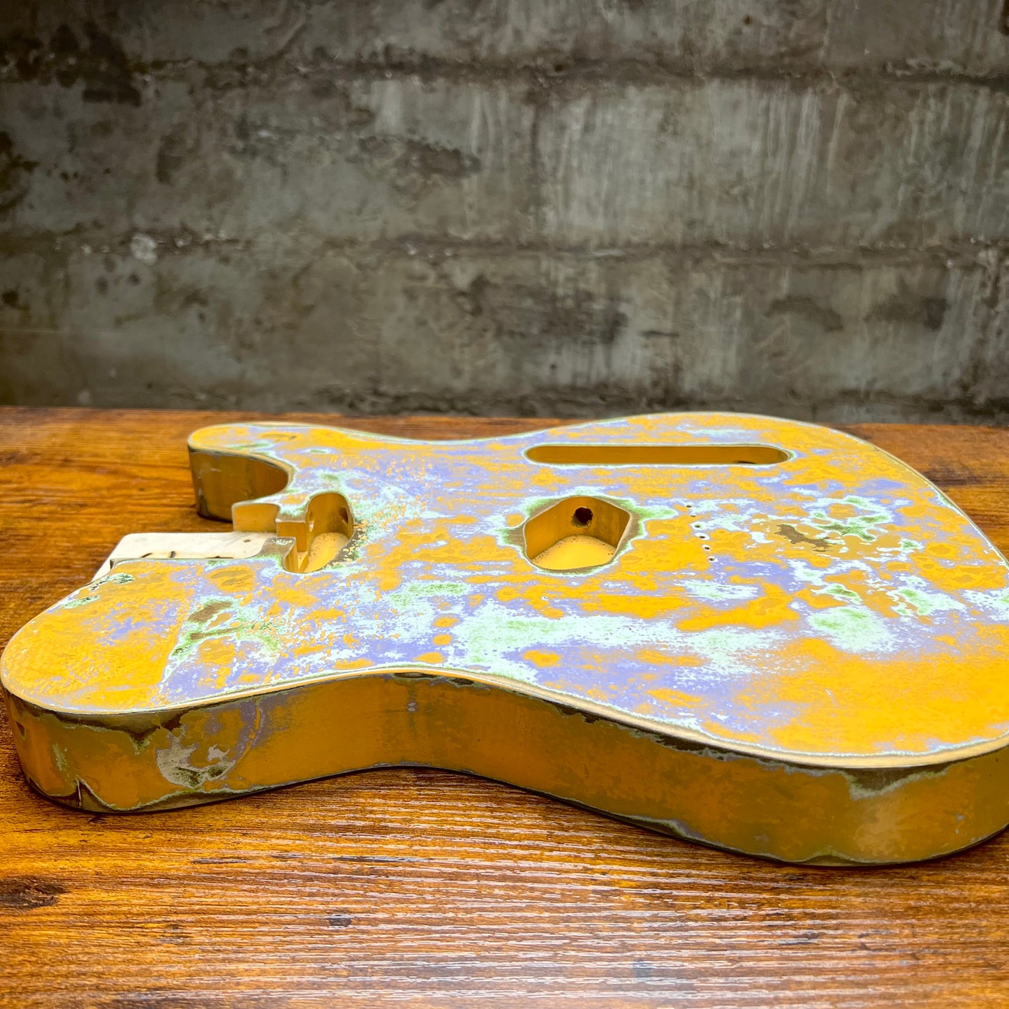 Warmtone Custom Guitars Relic Tele Style Guitar Body “Retro Yellow” Nitro 3lbs