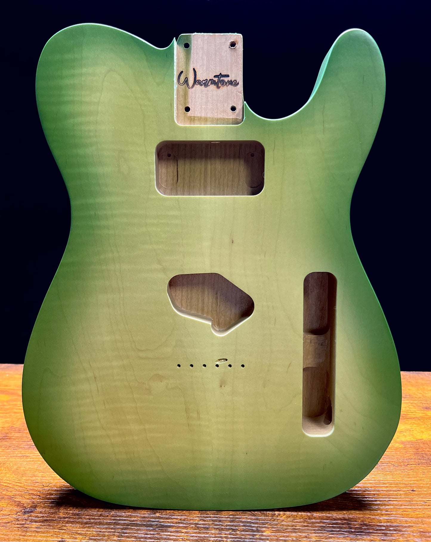 Warmtone Custom Guitars Tele Style Guitar Body “Lime Burst” Flamed Maple