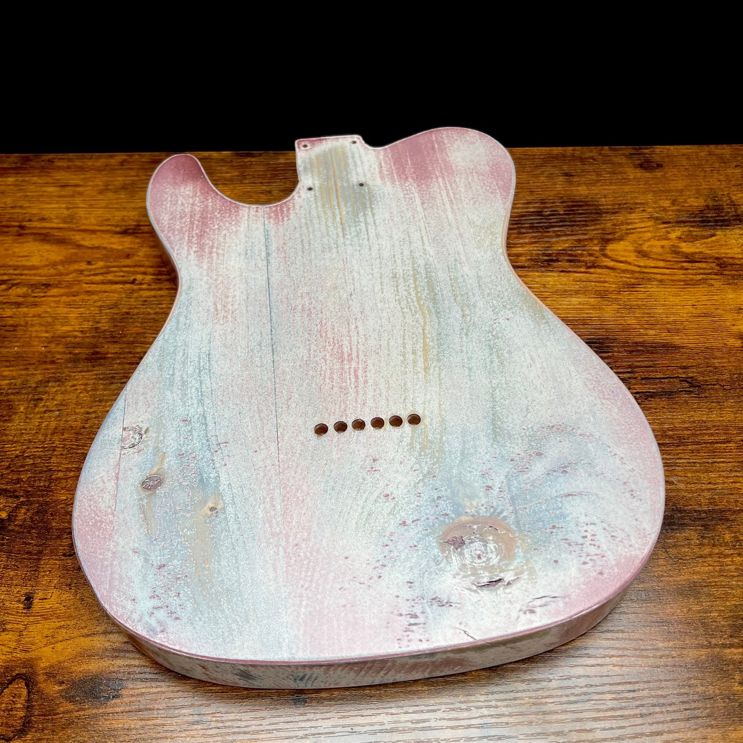 Warmtone Custom Guitars Relic Tele Style Guitar Body “Pink Winter” Nitro
