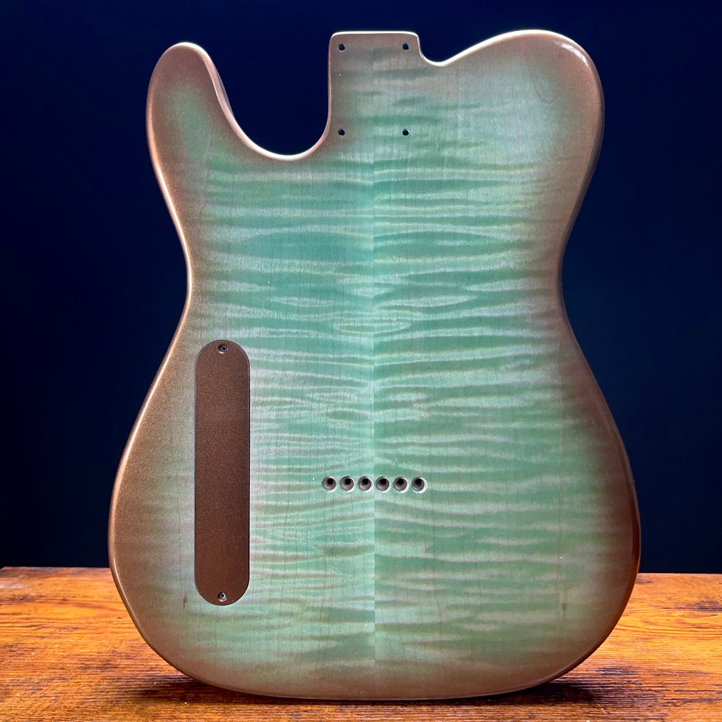 Warmtone CG HH Tele Style Guitar Body Front and Back Flamed Maple “Green Flames” 3.97 lb