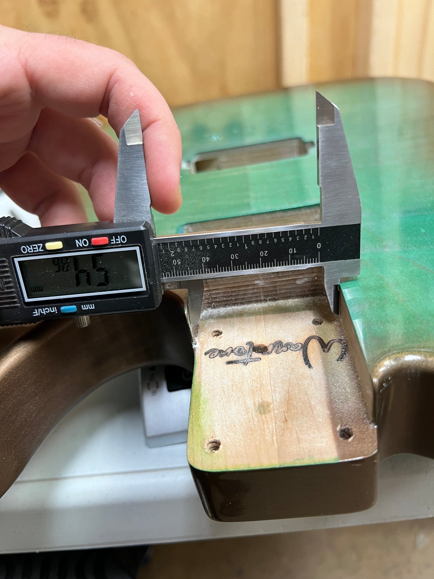 Warmtone CG HH Tele Style Guitar Body Front and Back Flamed Maple “Green Flames” 3.97 lb