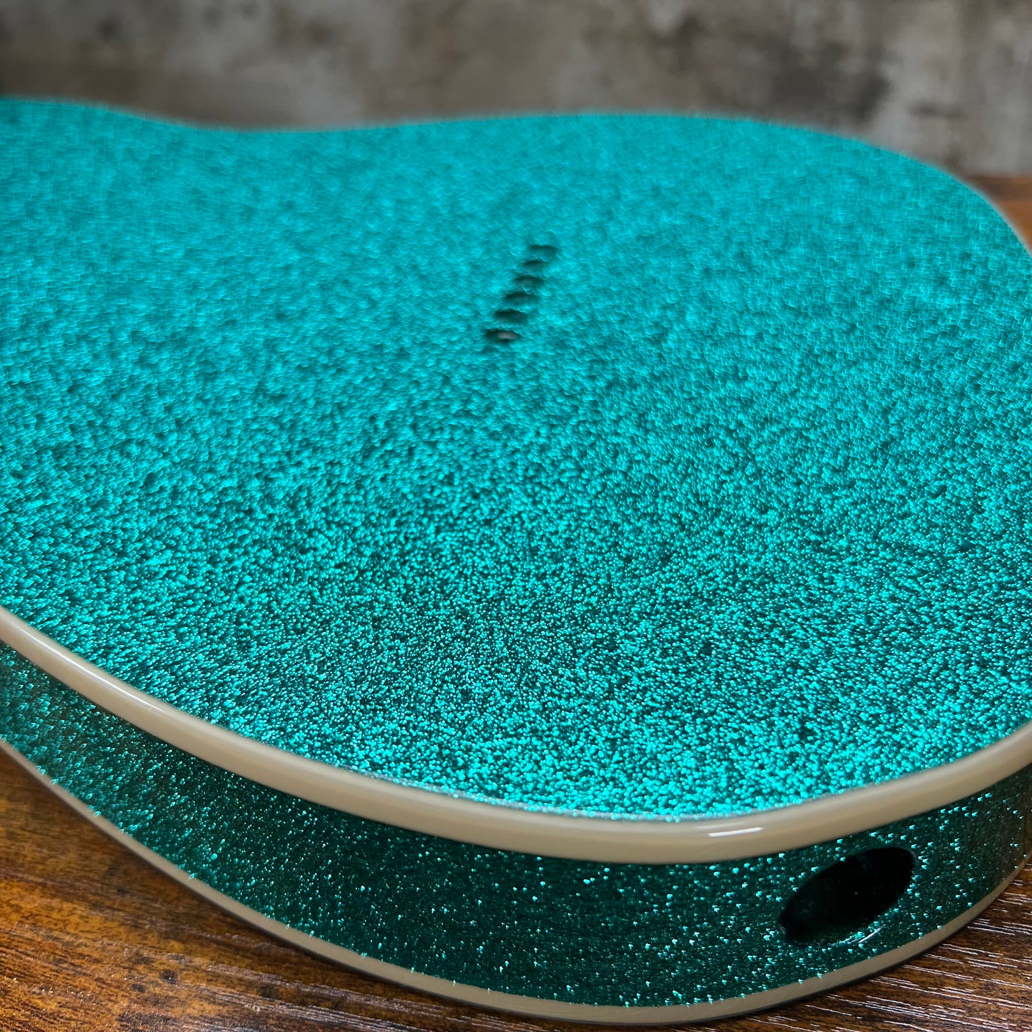 Warmtone Custom Guitars Alder Tele Body W/ Binding "Aqua Sparkle" F Hole