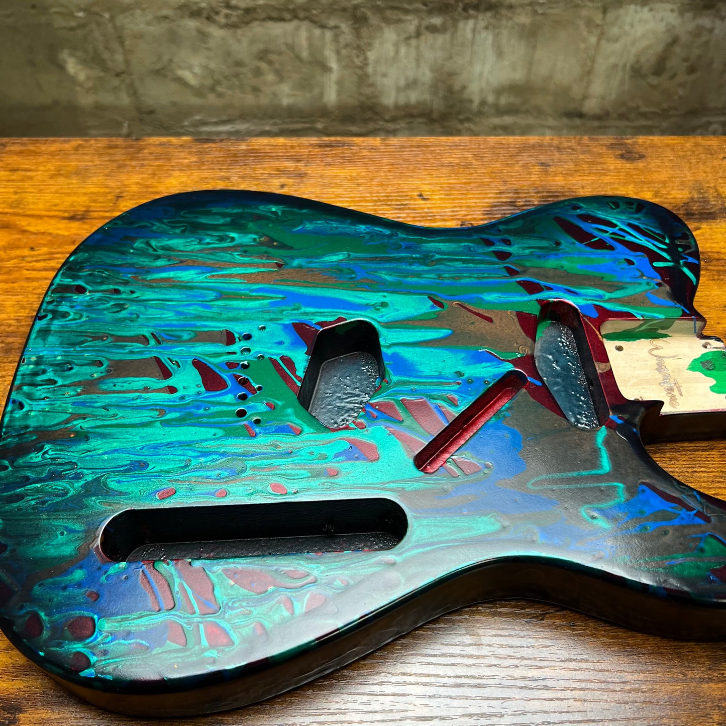 Warmtone Custom Guitars Relic Tele Style Guitar Body “Dark Pour” B Stock